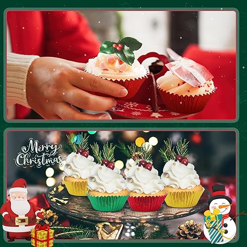 Vista 25 de SANNIX 450 forros de papel de aluminio de graduación para cupcakes, color negro, dorado, plateado, forros metálicos para magdalenas, tazas