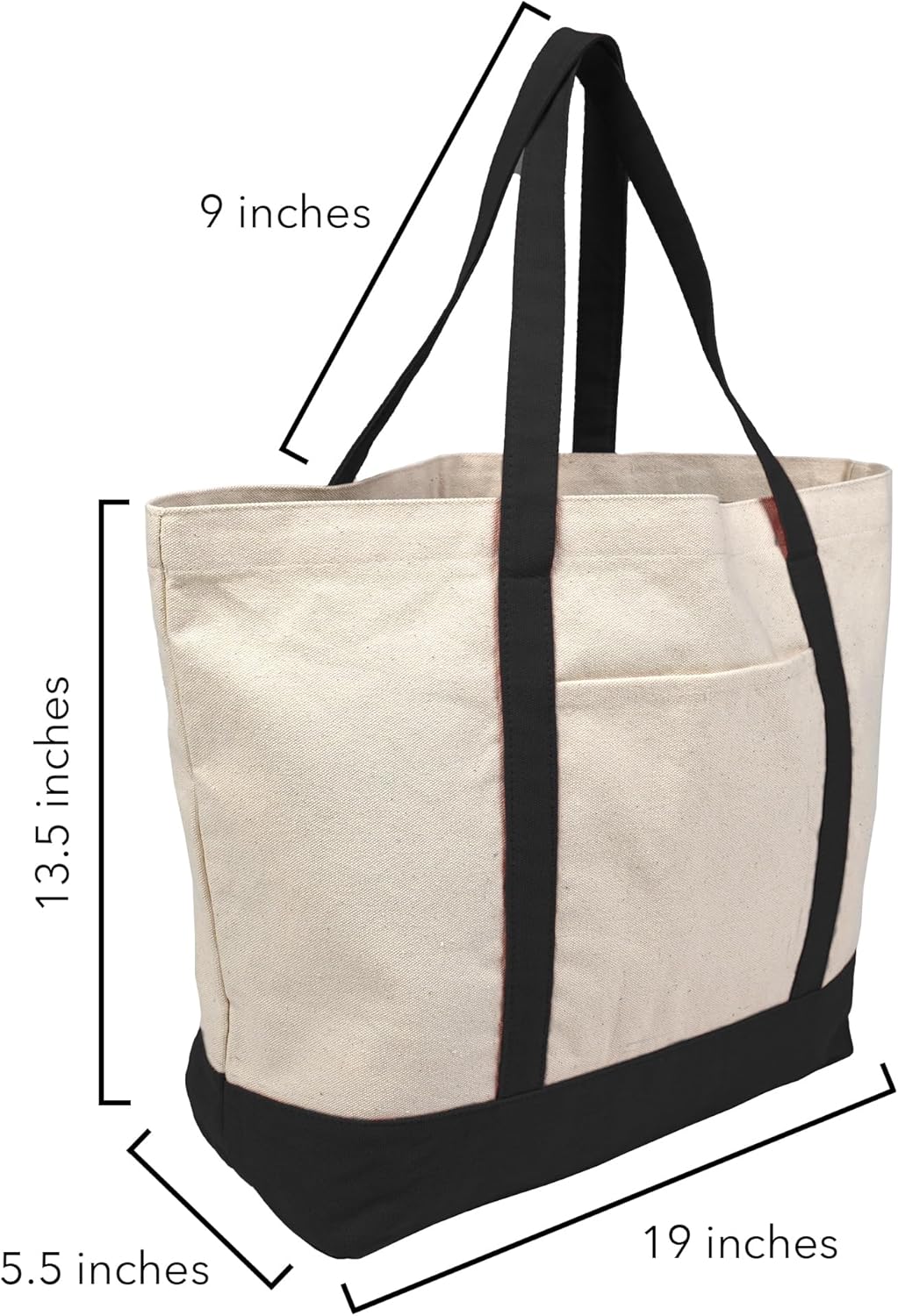 Campus Lab Collegiate Primary Logo Canvas Tote Bag With External Pocket, Reusable Shoulder Bag for Shopping, Beach