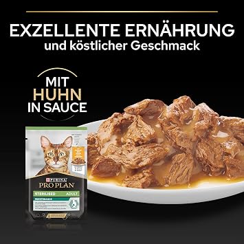 PRO PLAN Sterilised Chicken in Gravy Wet Cat Food 10x85g (Pack of 4)