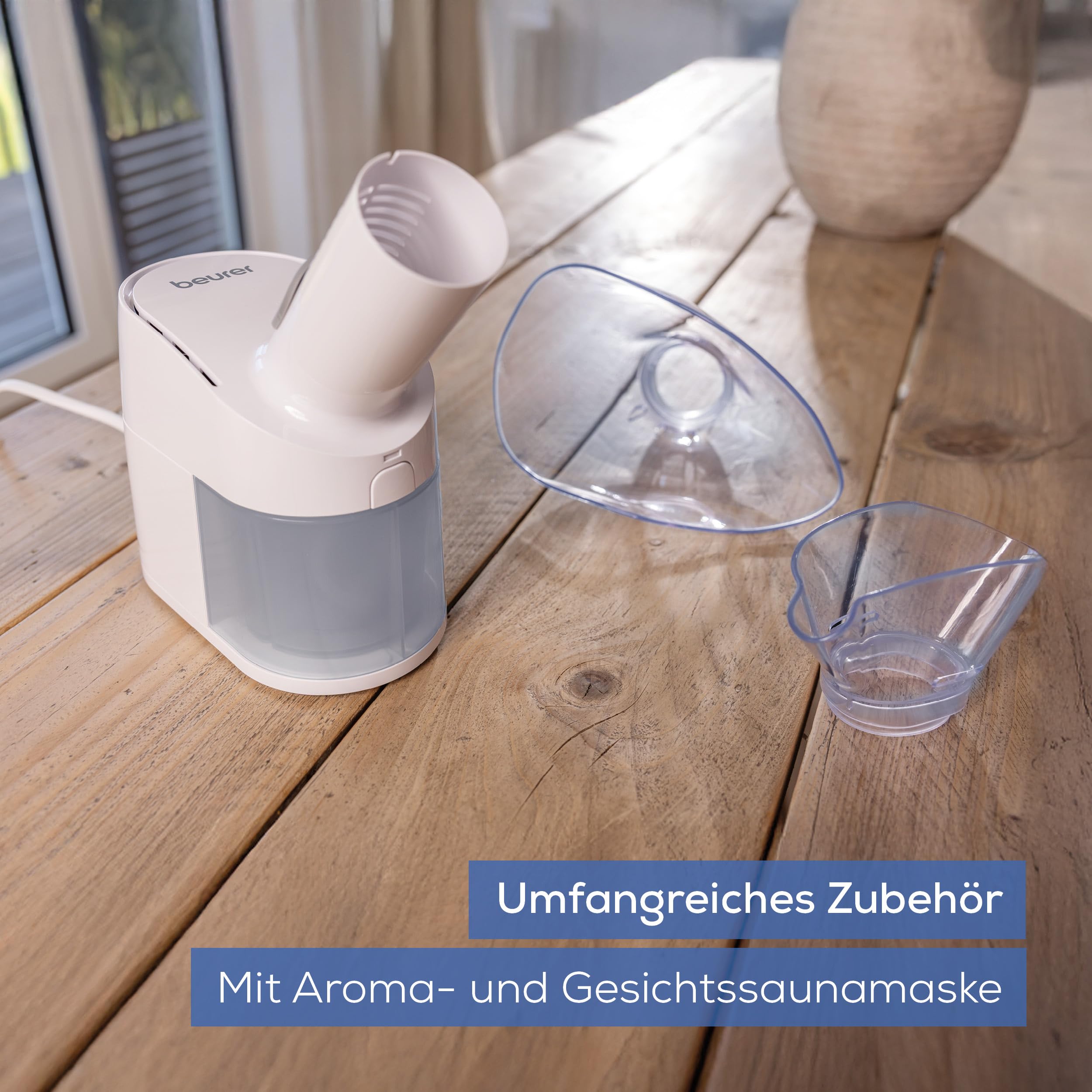 Beurer SI 40 Dampfvernebler, zur Befeuchtung von Mund, Nase und Rachen, Verneblung von Kochsalzlösung und ätherischen Ölen, Luftbefeuchter für die Erkältungszeit, extra leise