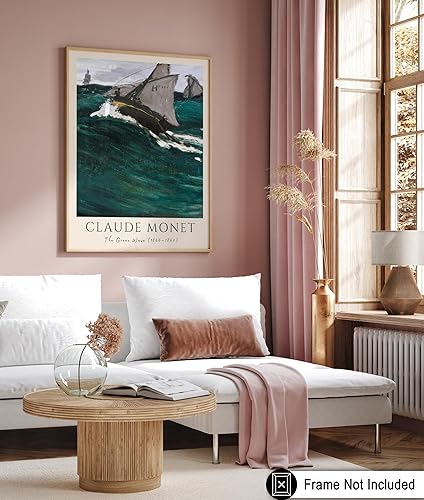 Miniatura 6 de Poster Master Póster vintage de Claude Monet  Impresión de pintura retro de ondas verdes  Arte impresionista  Regalo para ella, él, pescadores