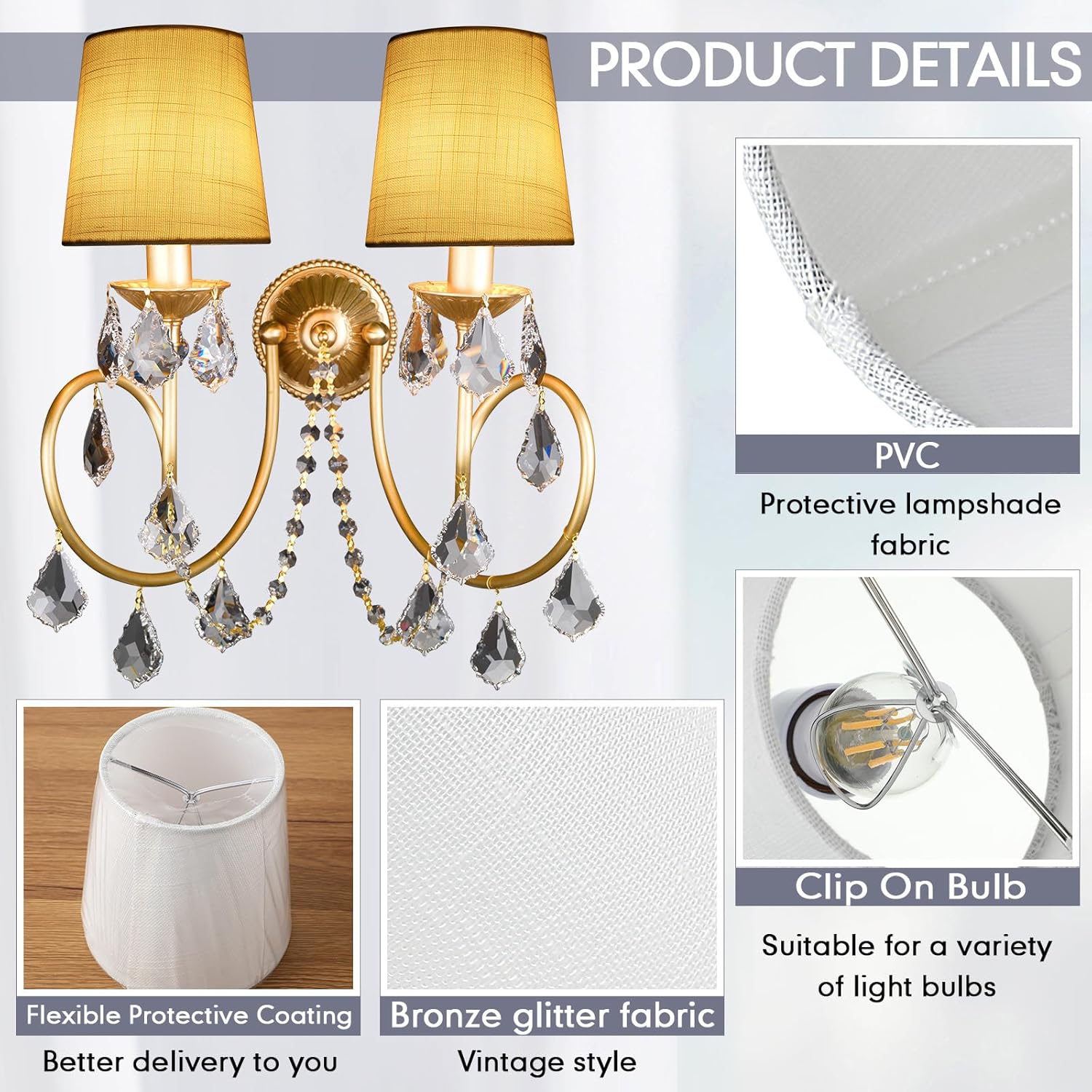 Set of 10 Small Lamp Shade Chandelier Lamp Shades, 4 x 5 x 5 Inch Linen Barrel Fabric Lampshade for Table Chandelier(White)