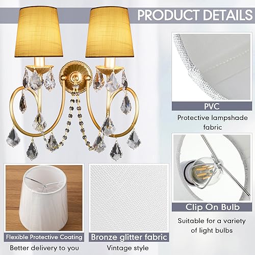 Miniatura 10 de Juego de 10 pantallas pequeñas para lámpara de araña, 4 x 5 x 5 pulgadas, pantalla de tela de barril para lámpara de mesa, lámpara de pared (negro)