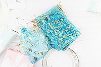 Vista 3 de 5 x 7 pulgadas 100 piezas corazón flor organza joyería bolsa de regalo bolsa de caramelo bolsa cordón boda favor bolsas P835 (corazón turquesa)