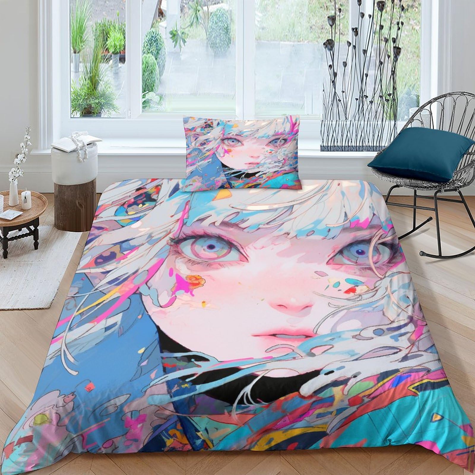 Housse de couette manga douce et respirante pour lit d'ado et enfant