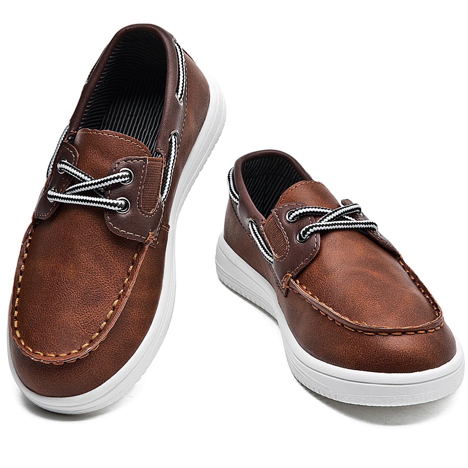 DADAWEN Classique Loafers Mocassins Garçon Chaussures Bateau à Lacets,Chaussure d'uniforme Scolaire Garçon