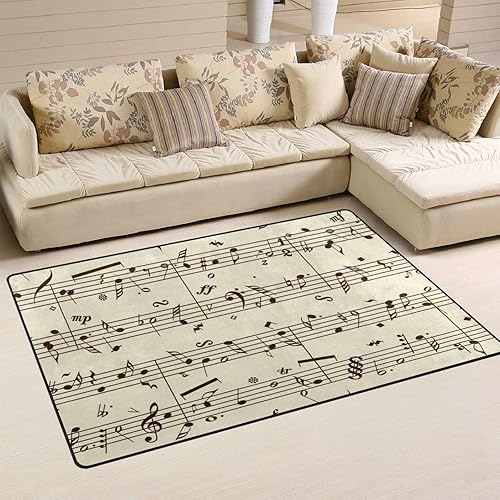 Alfombras para notas musicales lavables a máquina con respaldo antideslizante notas en color beige transpirable duradero para cocina decoración del