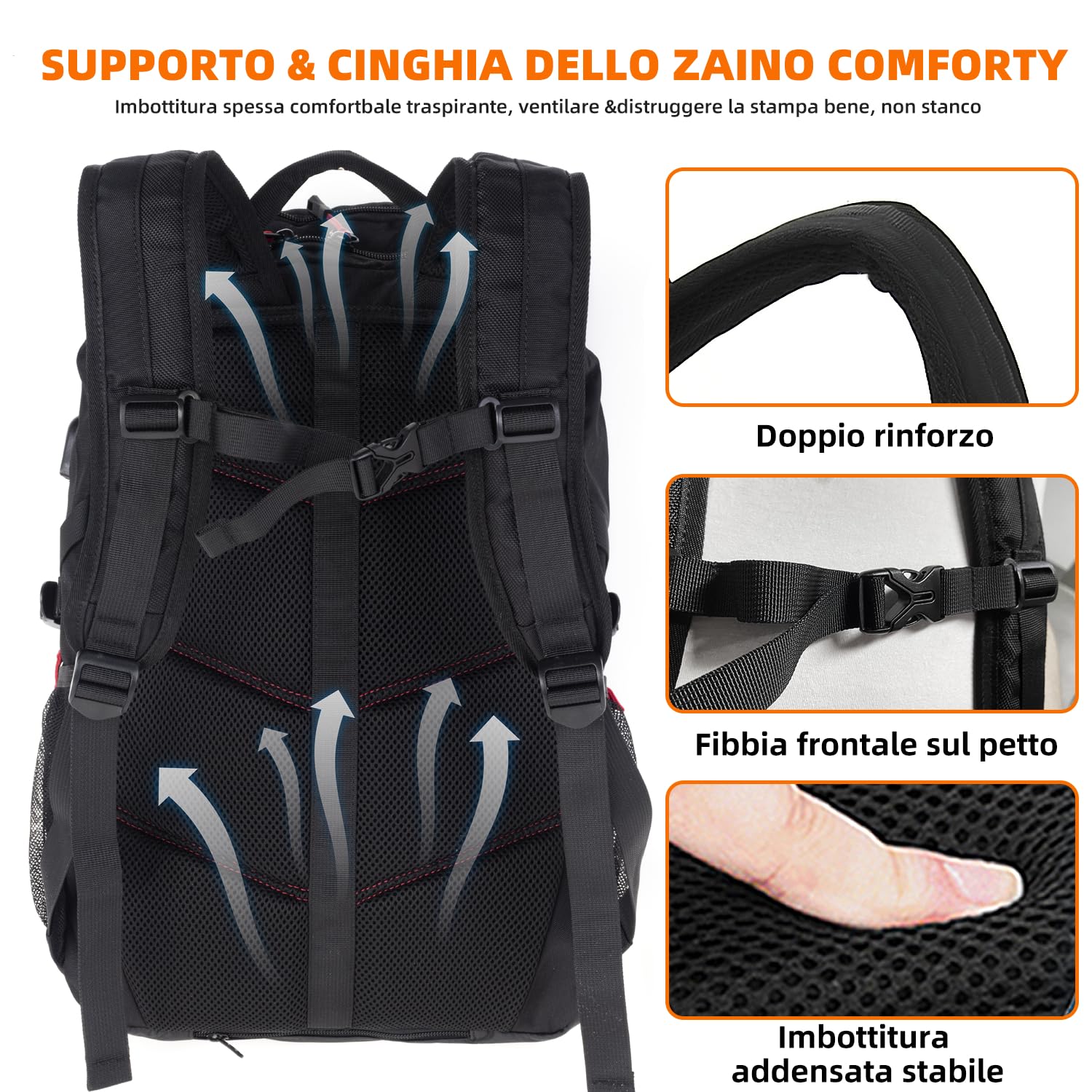 KINGSLONG Zaino da Moto da Gioco con Guscio Rigido, Zaino per Laptop da 15-17,3 Pollici con Porta di Ricarica USB, Antifurto Impermeabile Viaggiare Uomini Affare Università Scuole All'aperto