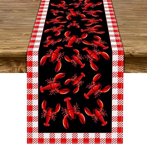 Miniatura 7 de Pudodo Camino de mesa de hervido de cangrejo langosta mariscos ebullición de búfalo a cuadros cumpleaños cocina comedor decoración del hogar 13 x 90