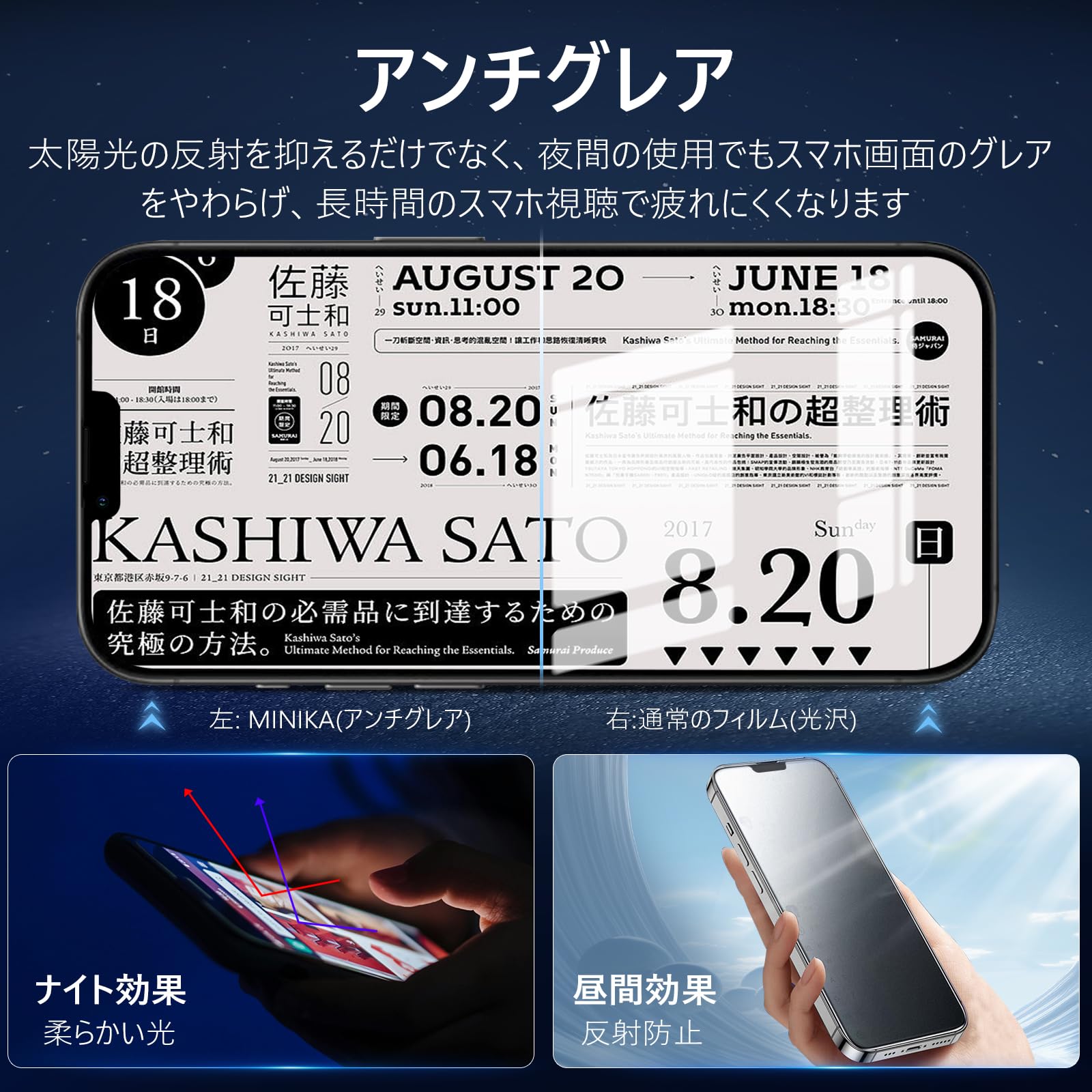 Amazon | MINIKA アンチグレア フィルム iPhone 14 plus ガラス 