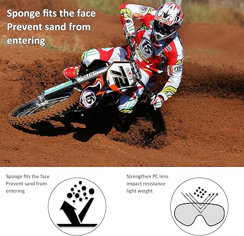 Miniatura 9 de Gafas de motocicleta para hombres y mujeres, gafas de motocross, de ATV, gafas para montar, gafas de deportes de potencia, gafas para todoterreno