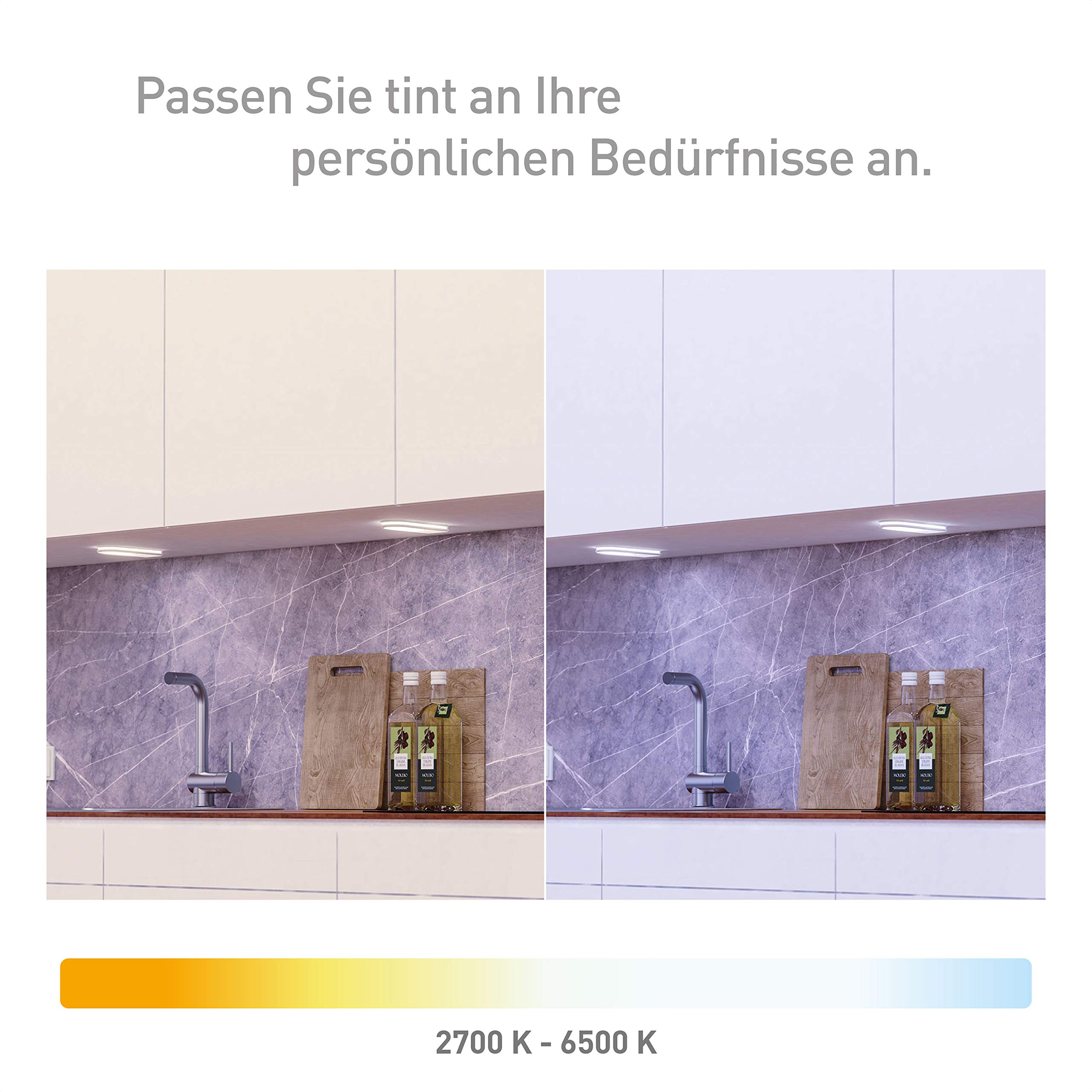 tint 3er-Set Smarte LED-Unterbauleuchte ARMARO – Steuerbar per Alexa oder Fernbedienung – Dimmbare Küchen- oder Regalbeleuchtung mit weißem Licht 2700-6500 K – 15 cm