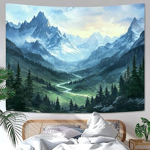kampdream Landscape Tapestry, Scenery Art Wall Tapestries, Nature Wall Decor for Bedroom Living Room Backdrop Fantasy Mountain 36×48 inches