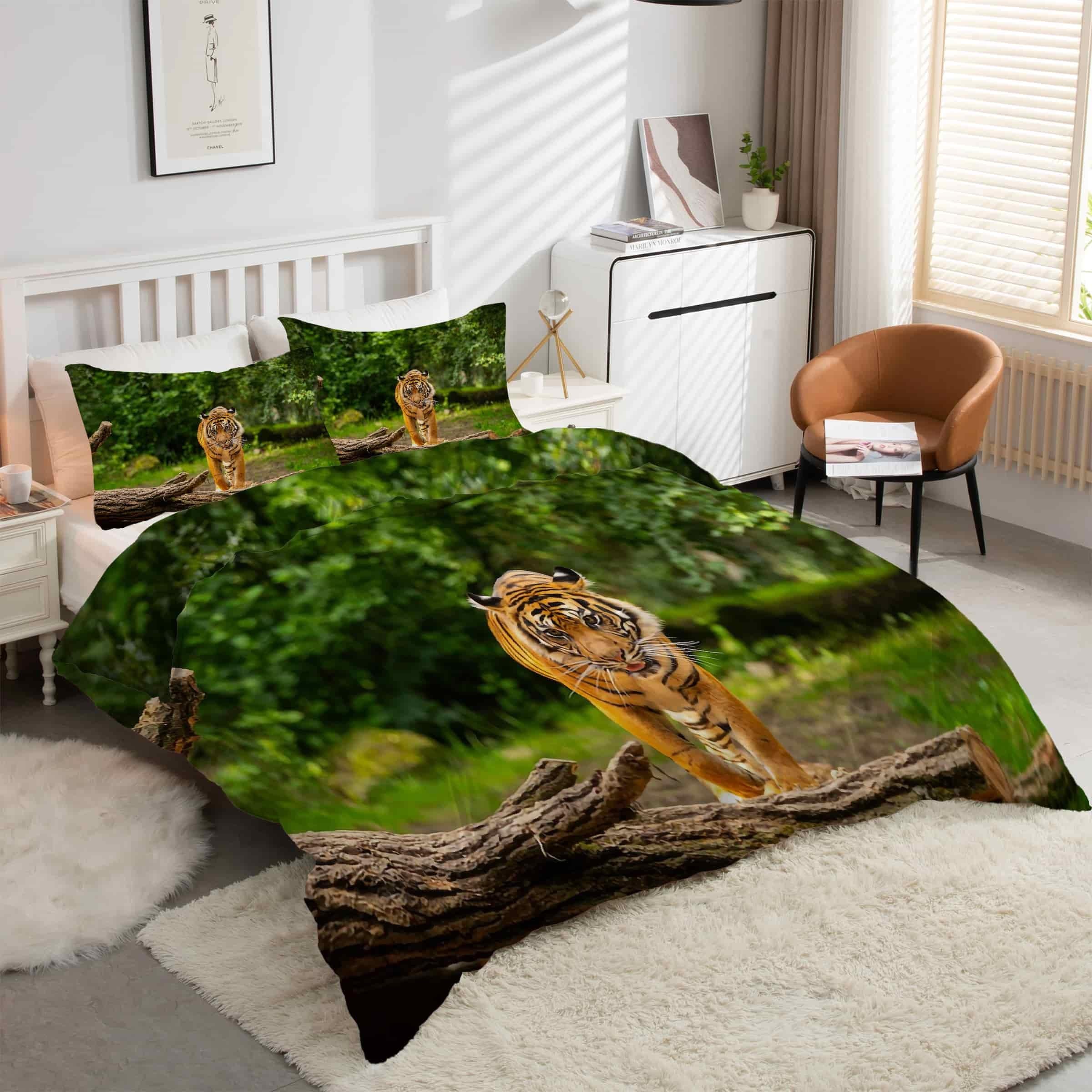 Housse de couette tigre 200x200 cm pour transformer l'ambiance de votre chambre à coucher