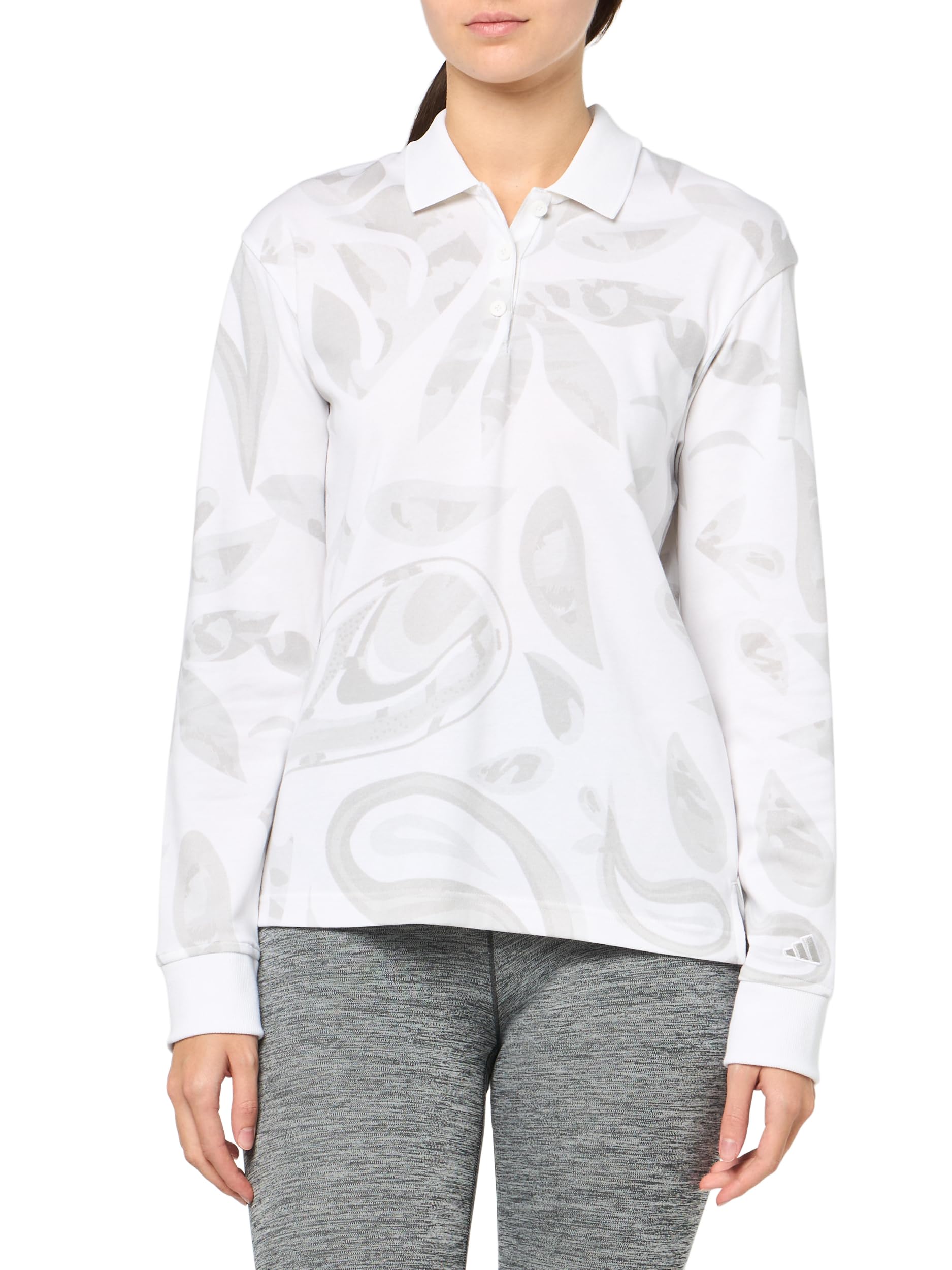 adidas Women's Go-to Long Sleeve Golf Polo Shirt, White, L