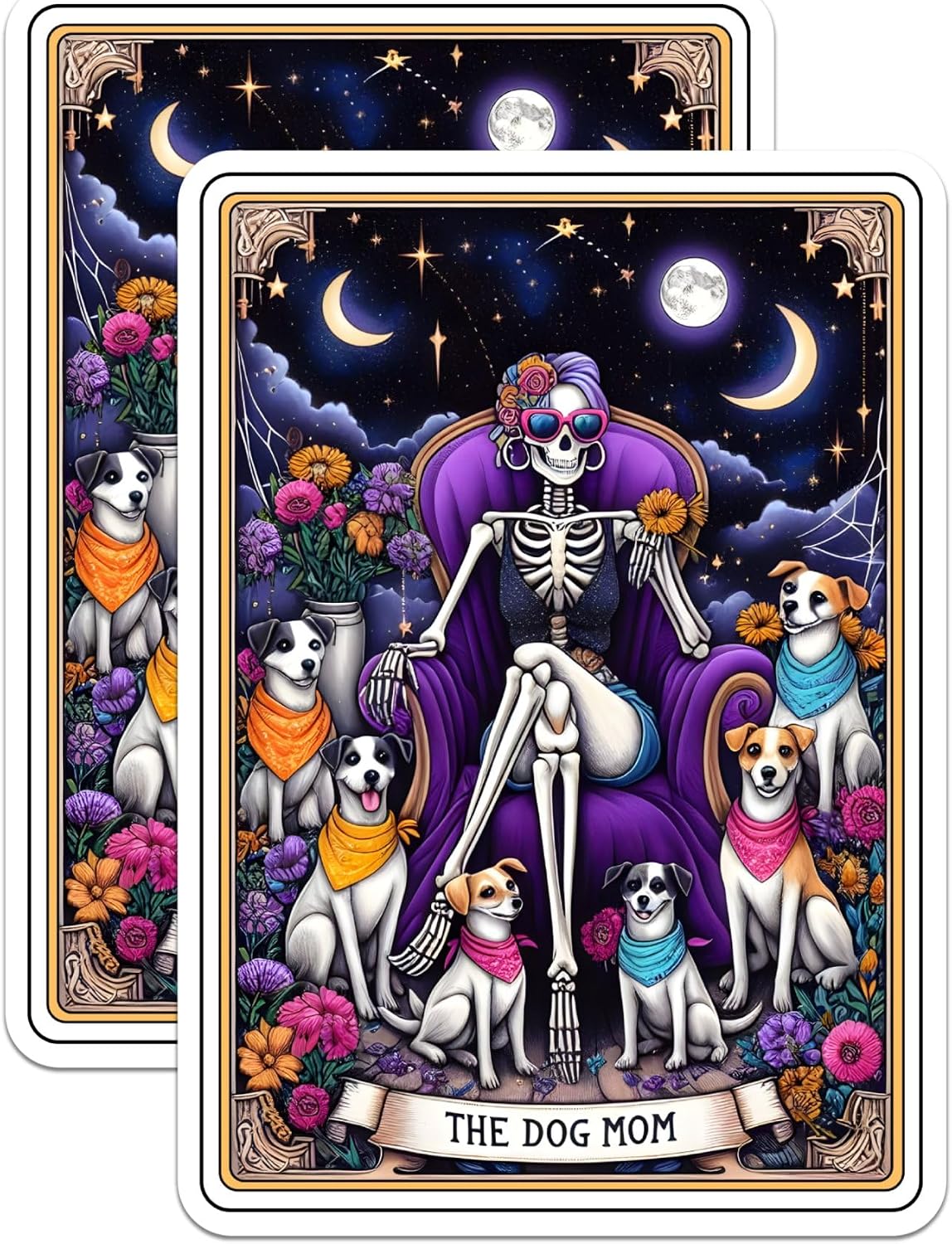 (2 Pack) The Dog Mom Tarot Card Magnets - Crazy Dog Lover - Pet Owner Dog Mama - 5" On Longest Side - Premium Magnet - for Cars, Refrigerators, Toolboxes, Lockers - Made in USA - MAG0505