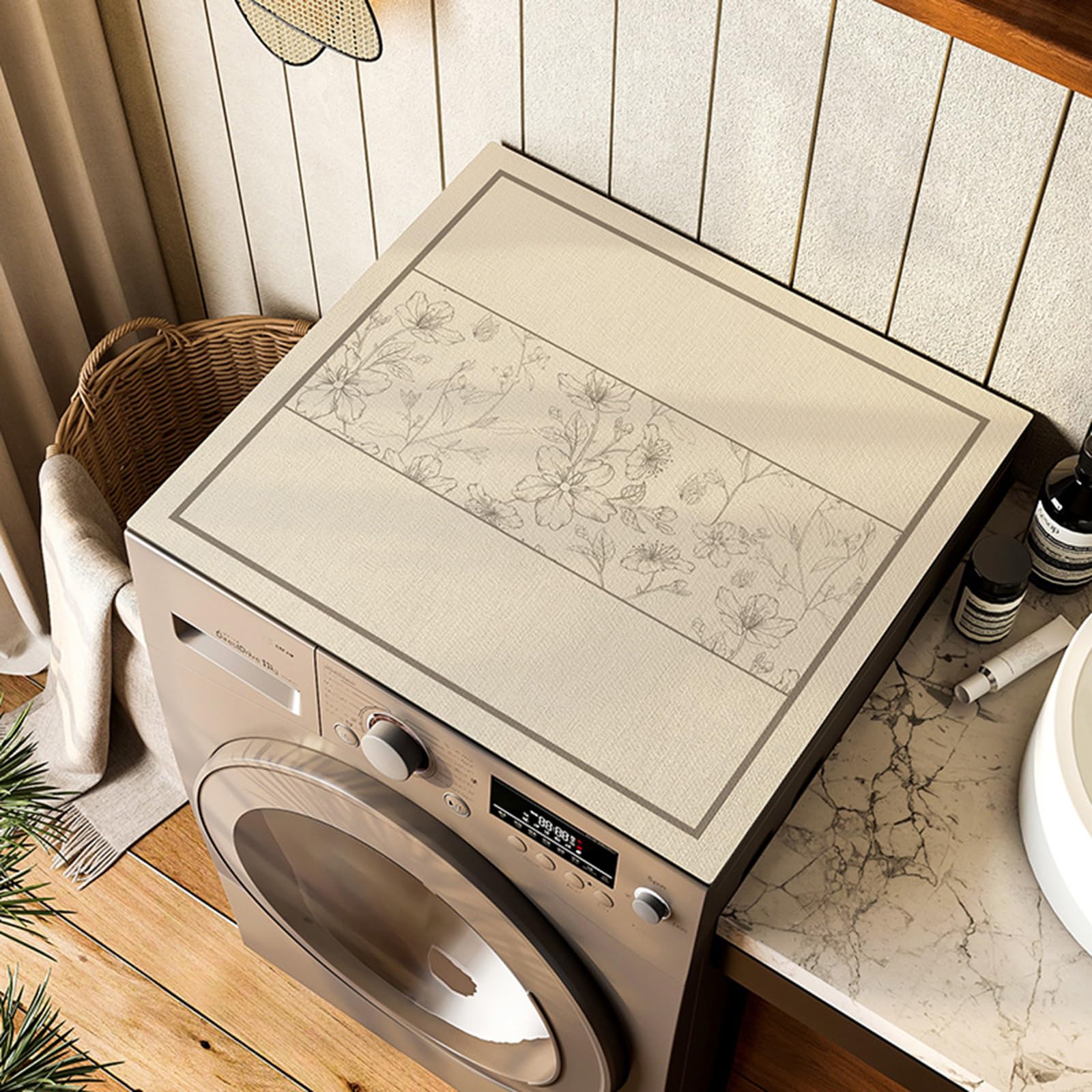 Staubschutzmatte Auf Mikrowelle,Washing Machine Top Cover,KüHlschrank Staub Cover,Multifunktionale Waschmaschine Abdeckung,Wasserdicht,VerbrüHungshemmend Und Langlebig,FüR Waschmaschinen
