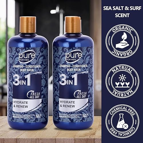 Miniatura 7 de Gel de baño para hombre, champú y acondicionador combinado. El mejor lavado de ducha 3 en 1 para hombres lavado de cuerpo, cabello y cara. Gel de