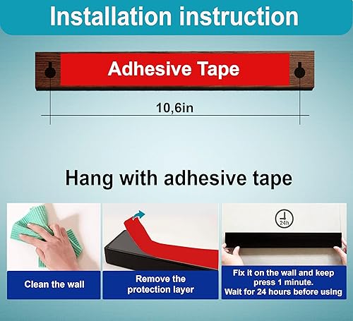 Miniatura 7 de Tira magnética para cuchillos de 12 pulgadas, uso como soporte magnético para cuchillos para pared, tira magnética para cuchillos, estante magnético