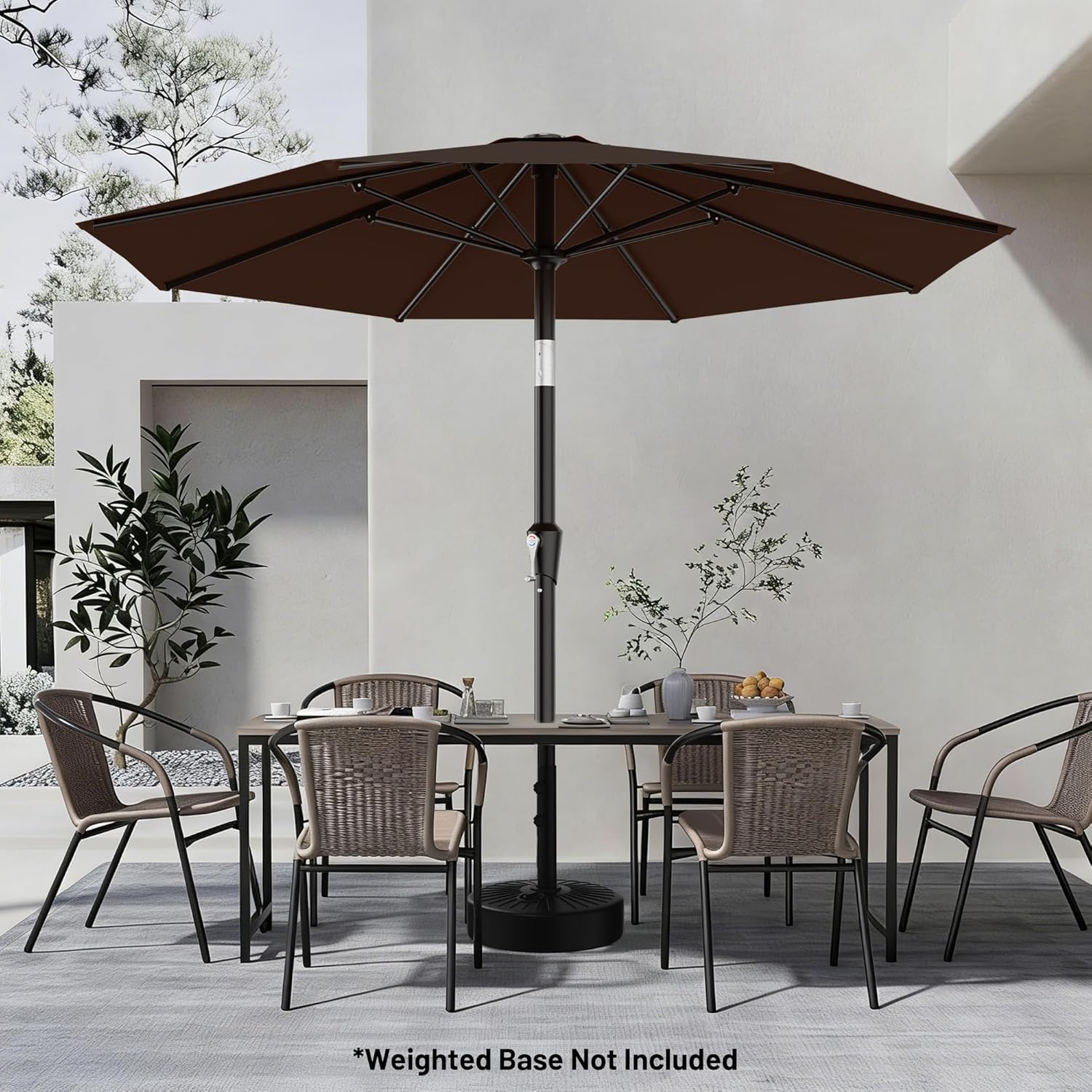 AreShark 9 FT Patio Umbrella for Outdoor, Outdoor Table Umbrella with Push Button Tilt and Crank, Outdoor Patio Umbrellas with 8 Sturdy Ribs for Market, Garden, Pool (Brown) thumbnail