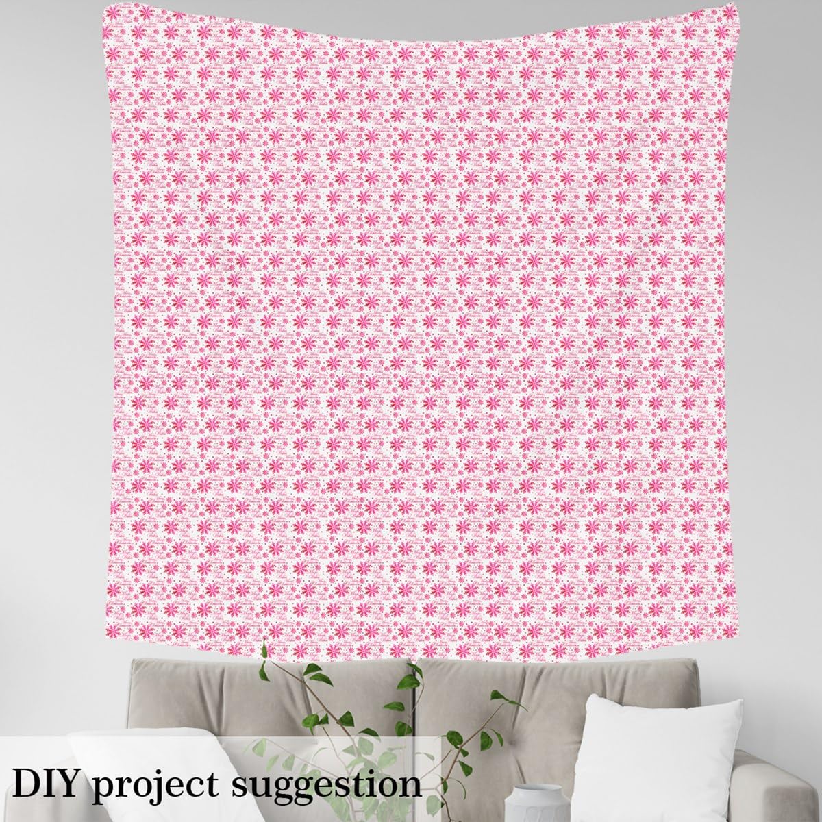 Homemissing Décorations de Noël Tissu 276x150cm rose flocon de neige Tissus au Metre Bonne nouvelle année imperméable intérieur décor pour bricolage projets d'artisanat de couture Joyeux Noël