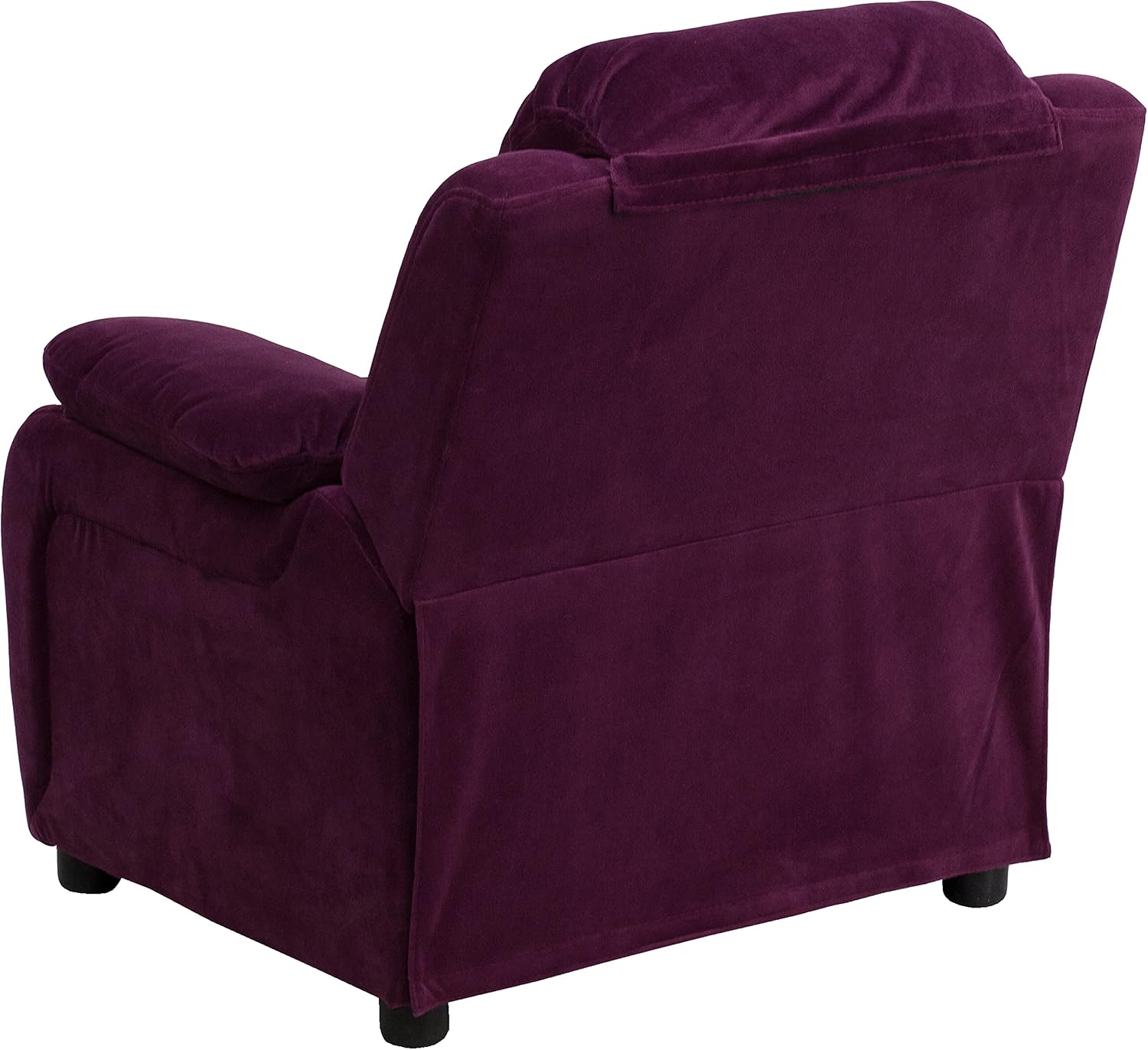 EMMA + OLIVER Deluxe Padded Purple Microfiber Kids Recliner with Storage Arms