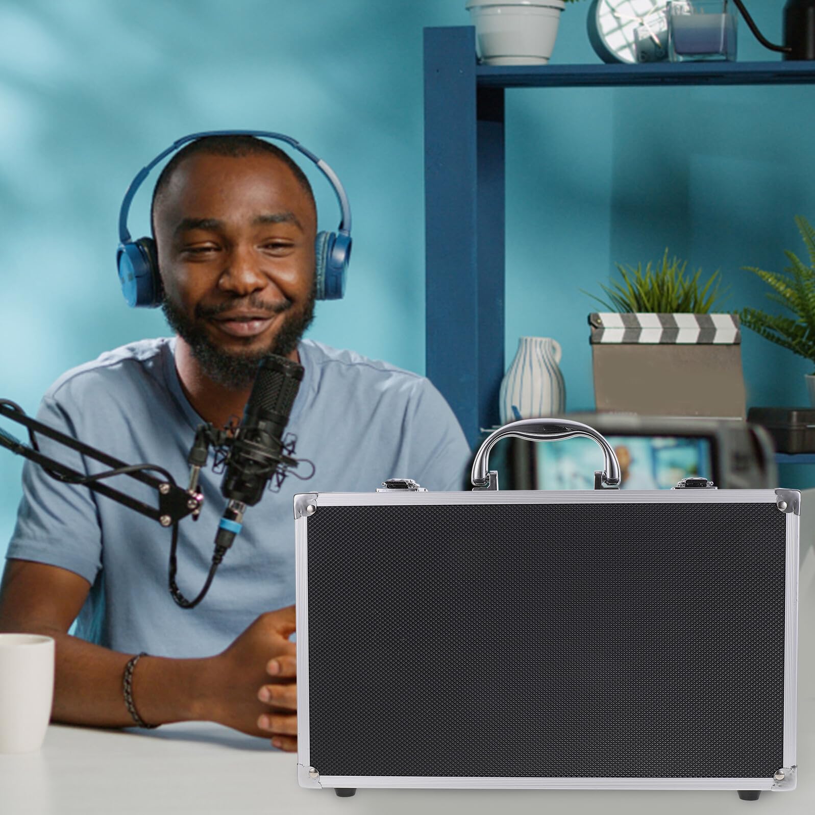 Ipetboom Valigetta Rigida Porta Microfono Wireless Organizer Protettivo per Microfoni Portatili Custodia di Stoccaggio Pratica per Karaoke e Registrazione