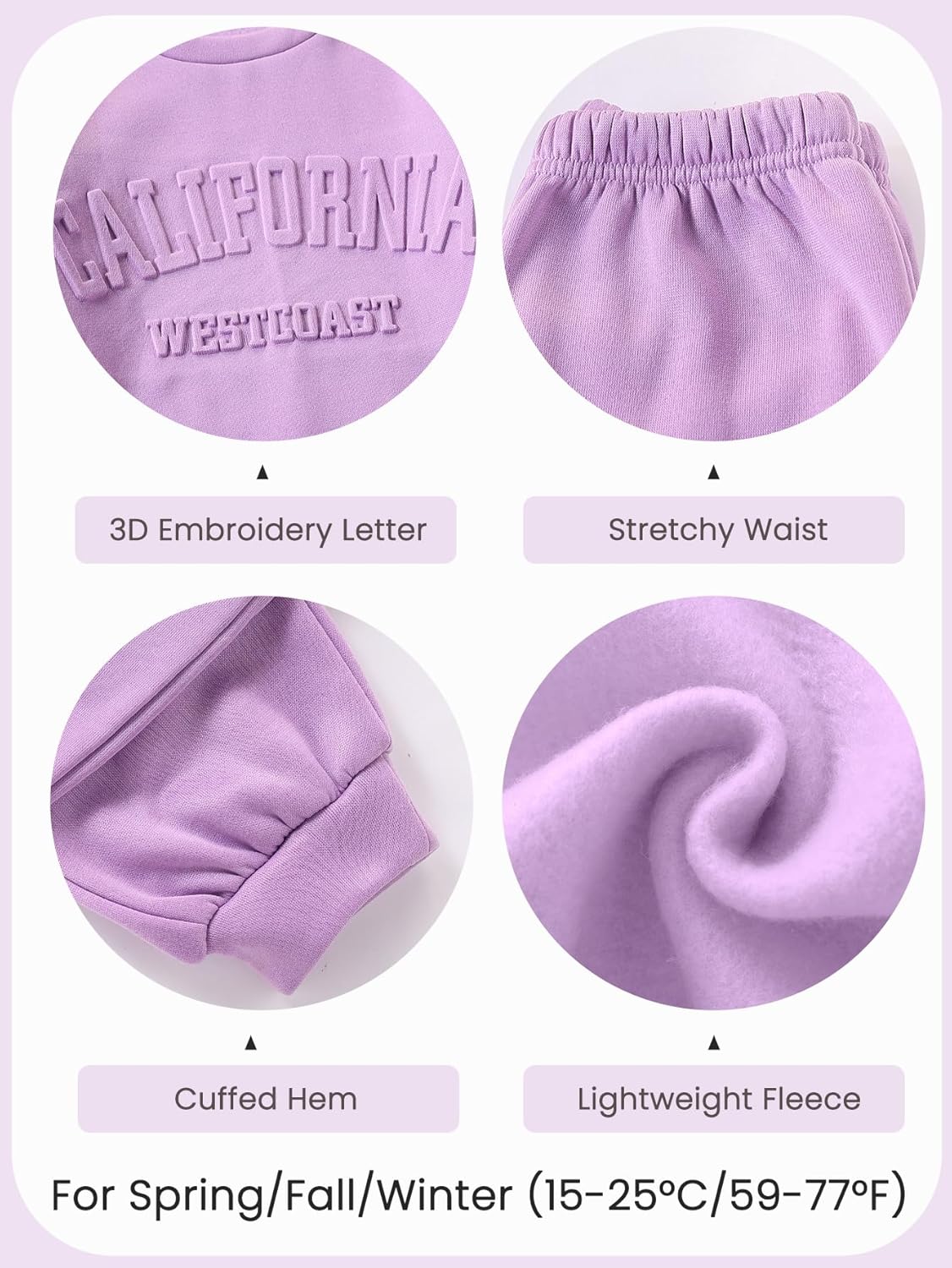 Yvowming 8-12Y 2 Piece Girls Clothes Outfits Sweatsuit Sets Oversized Sweatshirt and Baggy Sweatpant Fall Winter Clothing