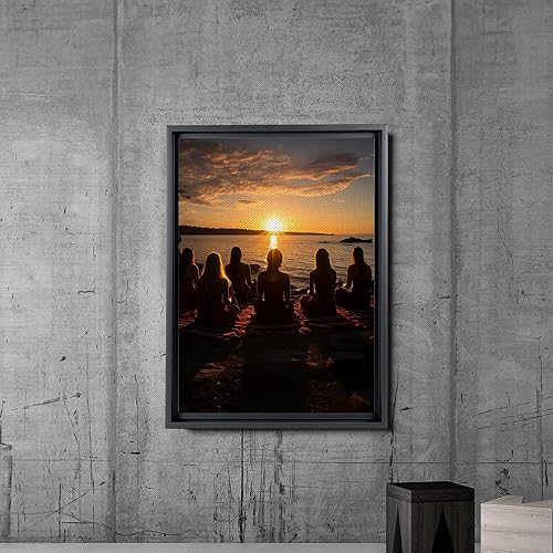 Miniatura 2 de Yoga Wall Art, Canvas Prints Yoga Meditation Studio Room Decorations Tie Dye Hippie Psychedelic Poster with Frame Meditating Peace Wall Art Hanging