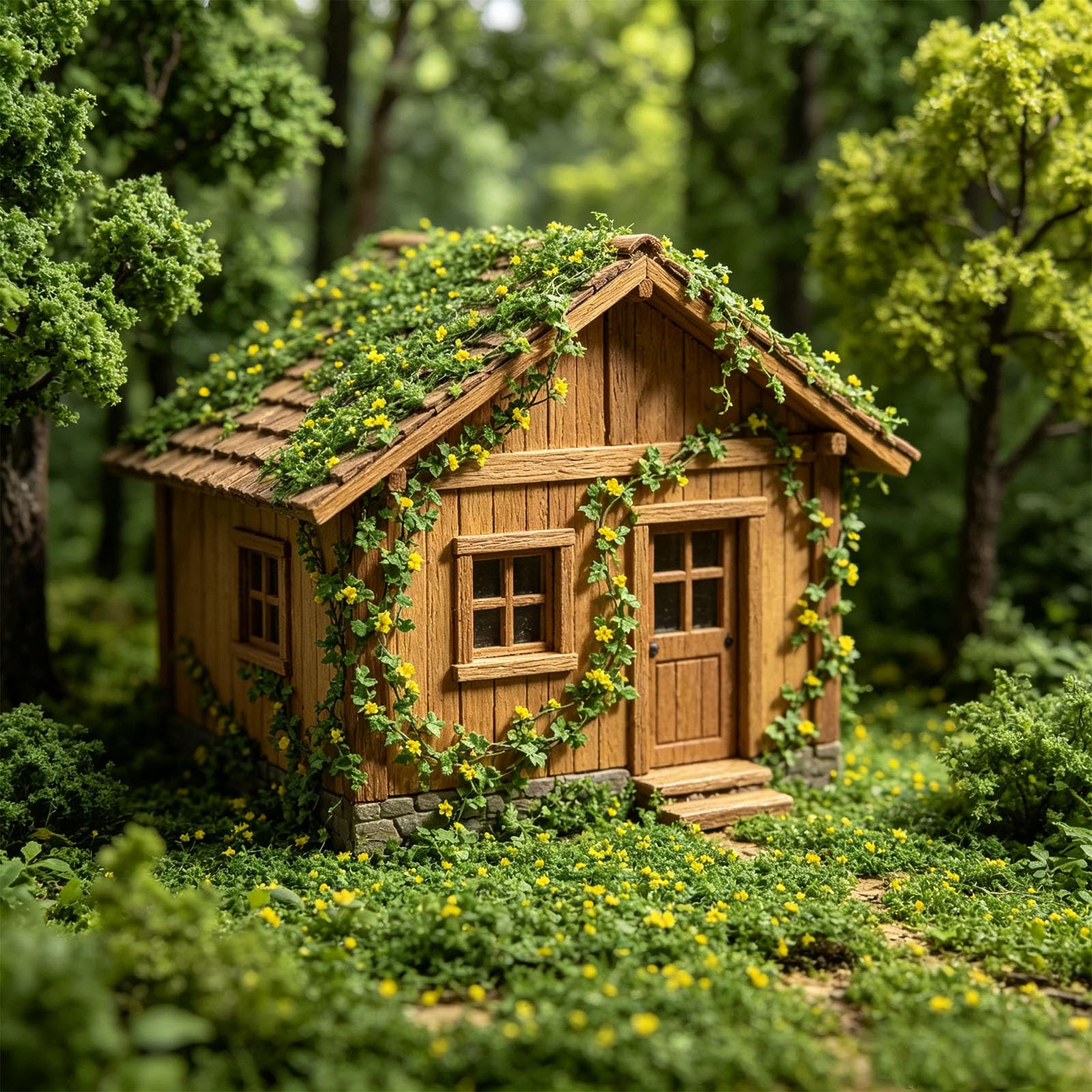 Cayway Artificial Miniature Vines Kit, Realistic Vine Model for Model Train Railway Layout, Fairy Garden Supplies, Yellow Green