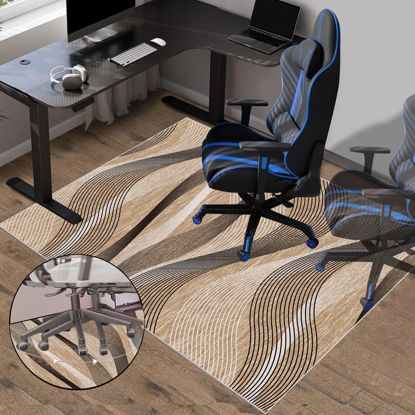 Protector Suelo Silla Ruedas Alfombra Silla Escritorio Antideslizante Alfombra Silla Gaming Alfombra Oficina para Silla con Ruedas Alfombra Protectora Suelo Silla Alfombra Gamer 120 x 150 cm