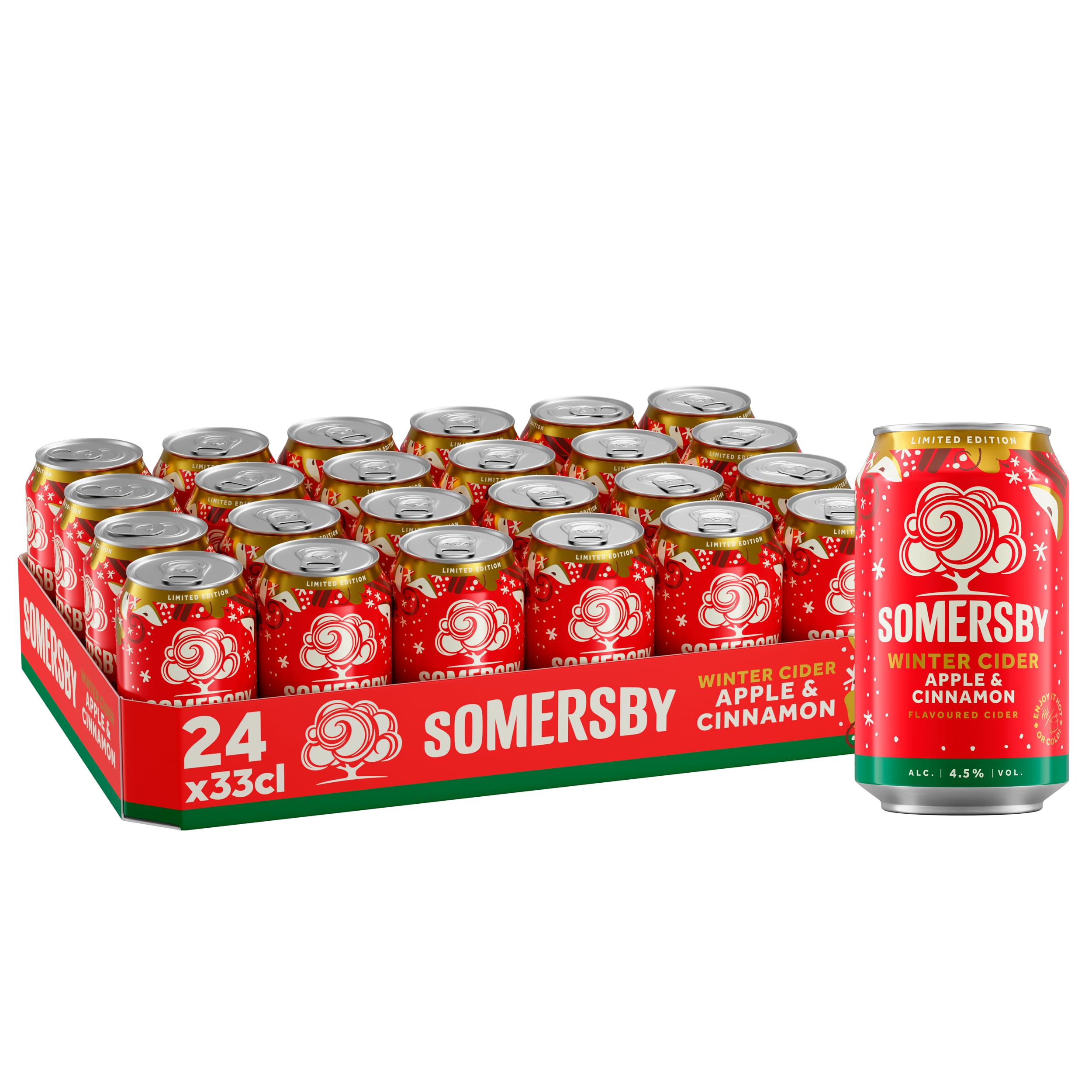 Somersby Winter Cider 0,33 l Dose 24 Dosen fruchtig-frischer Cider mit Apfel und Zimt 4,5% Vol.