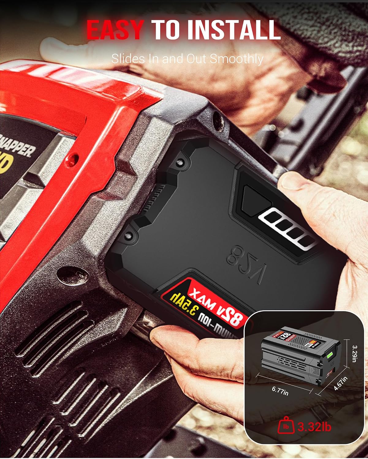 3.5Ah Battery Replacement for Snapper XD 82V Battery, 280Wh 1200+ Cycles Li-ion Battery, Fits Snapper 82V Power Tools, for Briggs and Stratton 82V Battery