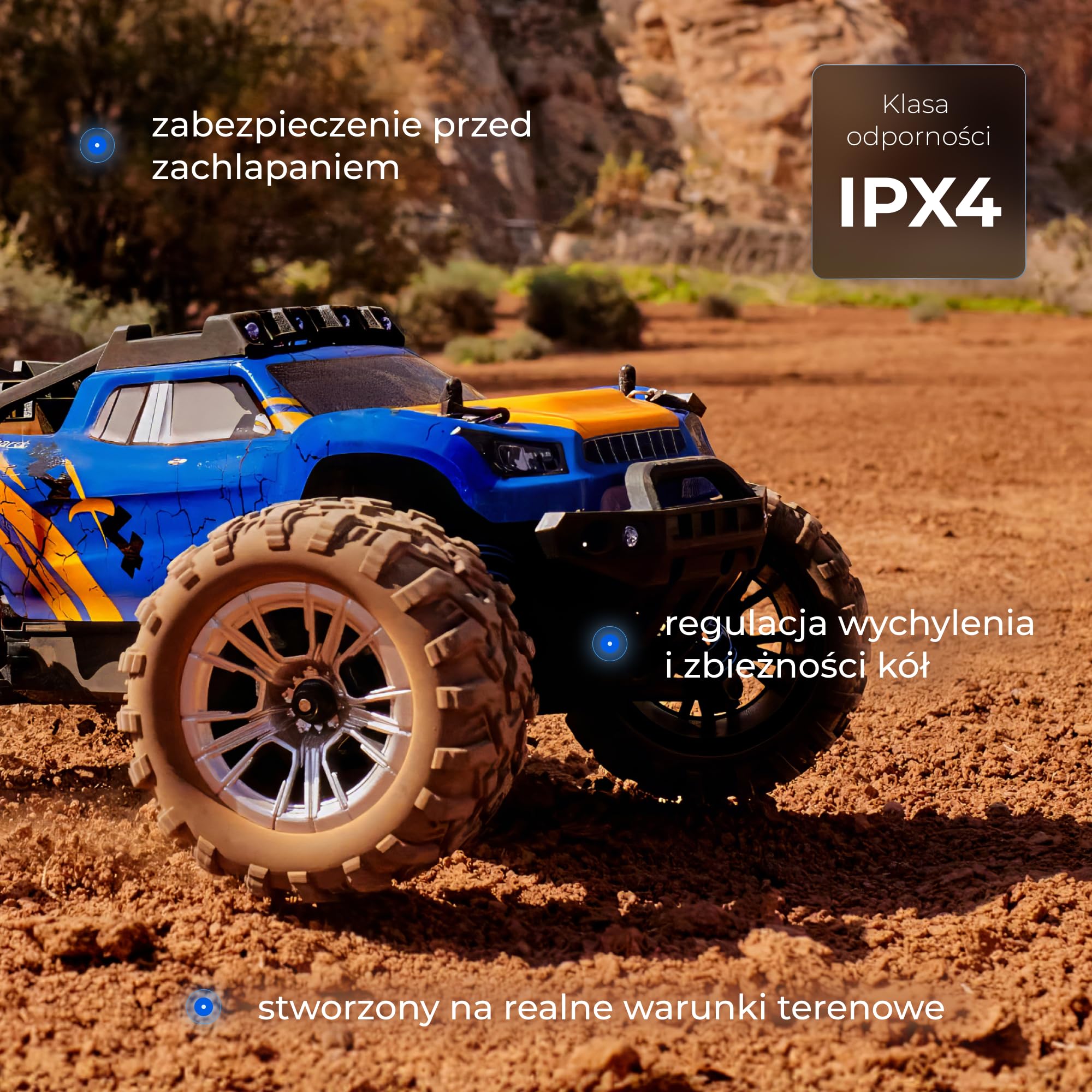 Overmax X-Shard zdalnie sterowany samochód 4WD 1:16 Offroad, do 30 km/h, z ogranicznikiem tempa, 2,4 GHz RC Monster Truck z metalowym napędem, amortyzatorami, zasięgiem 90 m, dla dzieci od 6 lat
