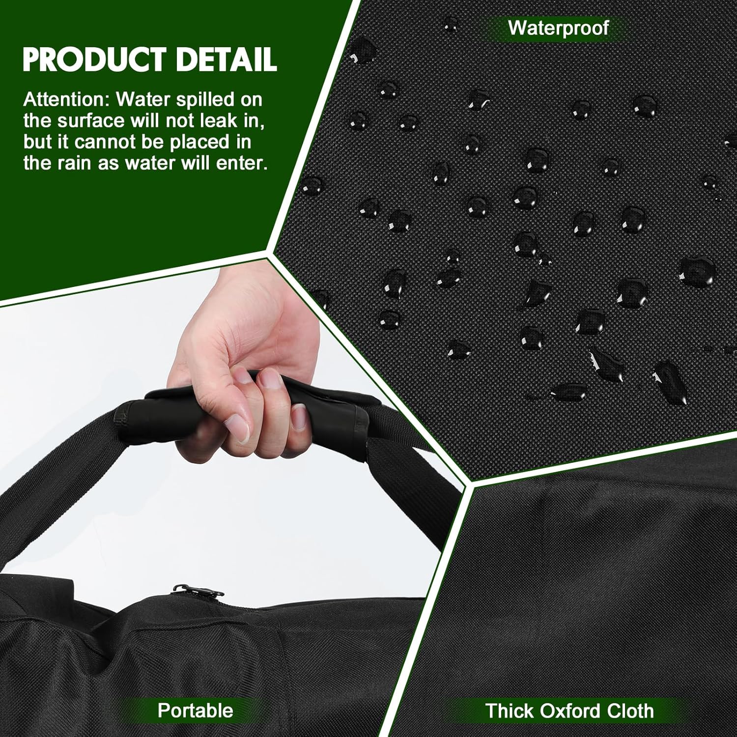 83" L x 12" W Large Tent Pole Bag, Canopy Tent Storage Carring Bag with Waterproof Lining Handles and Dual Zipper, Black - Image 5