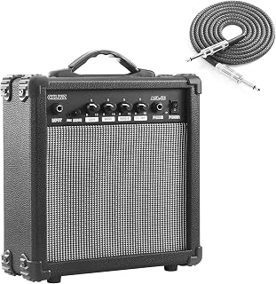 CXLWZ 20W Electric Guitar Amp - Portable Combo Amplifier with Headphone Jack, Gain Controls & Noise Reduction Cable, Black