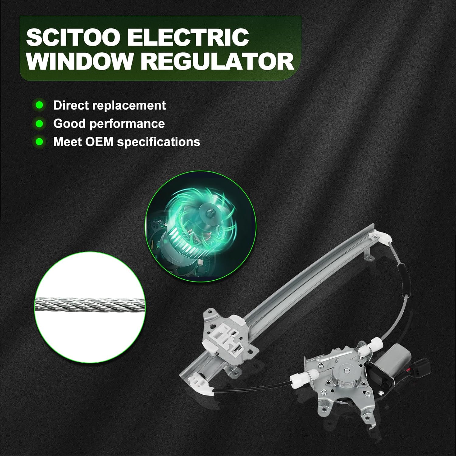 SCITOO Front Right Power Window Regulator with Motor Fit for 2011-2017 for Nissan Juke,751-439