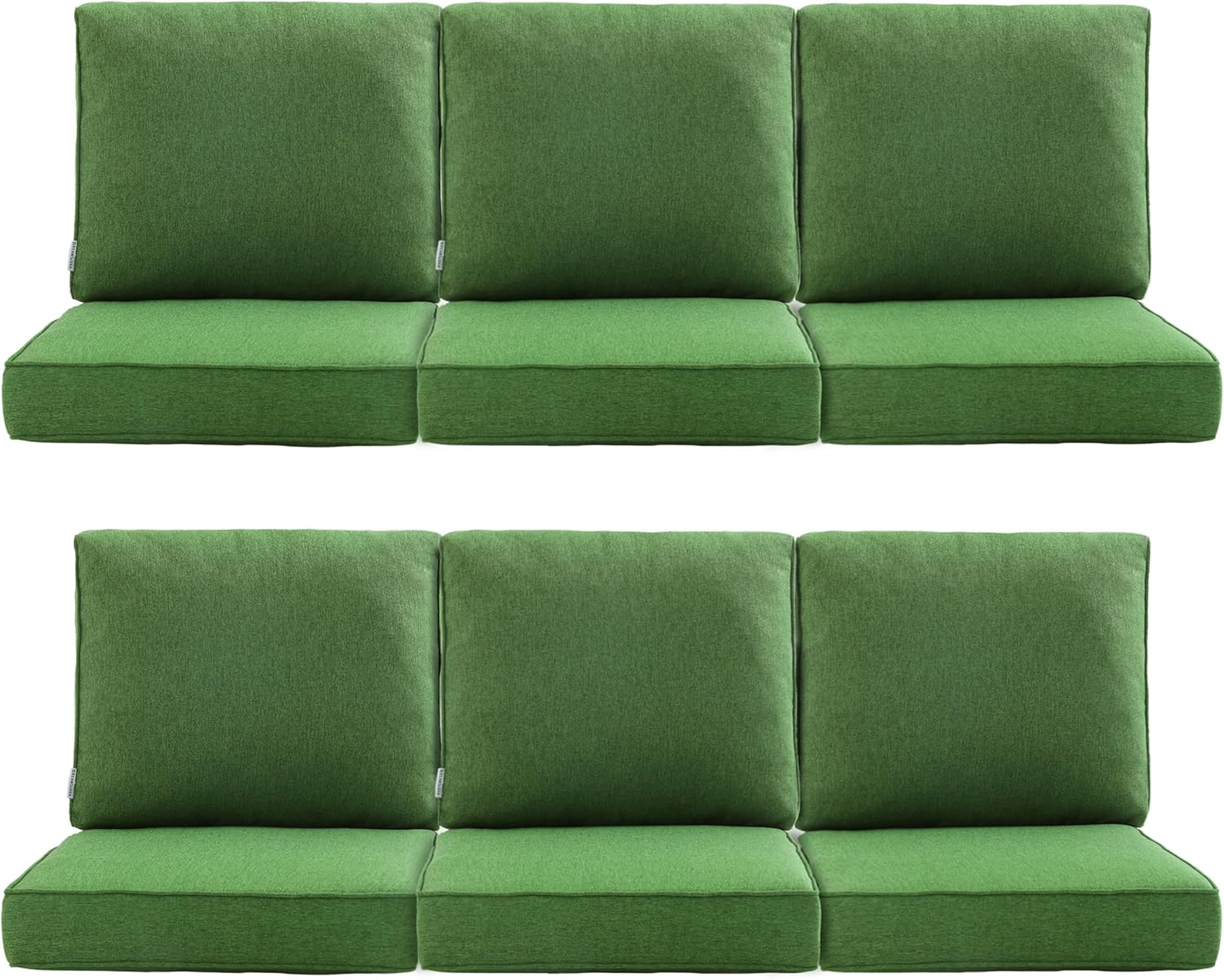 Deep Seat Outdoor Cushion Set with Back Pads, Patio Furniture Replacement Cushions, Sectional Sofa Bistro Chair Cushion Slipcover - Grass Green, Set of 6