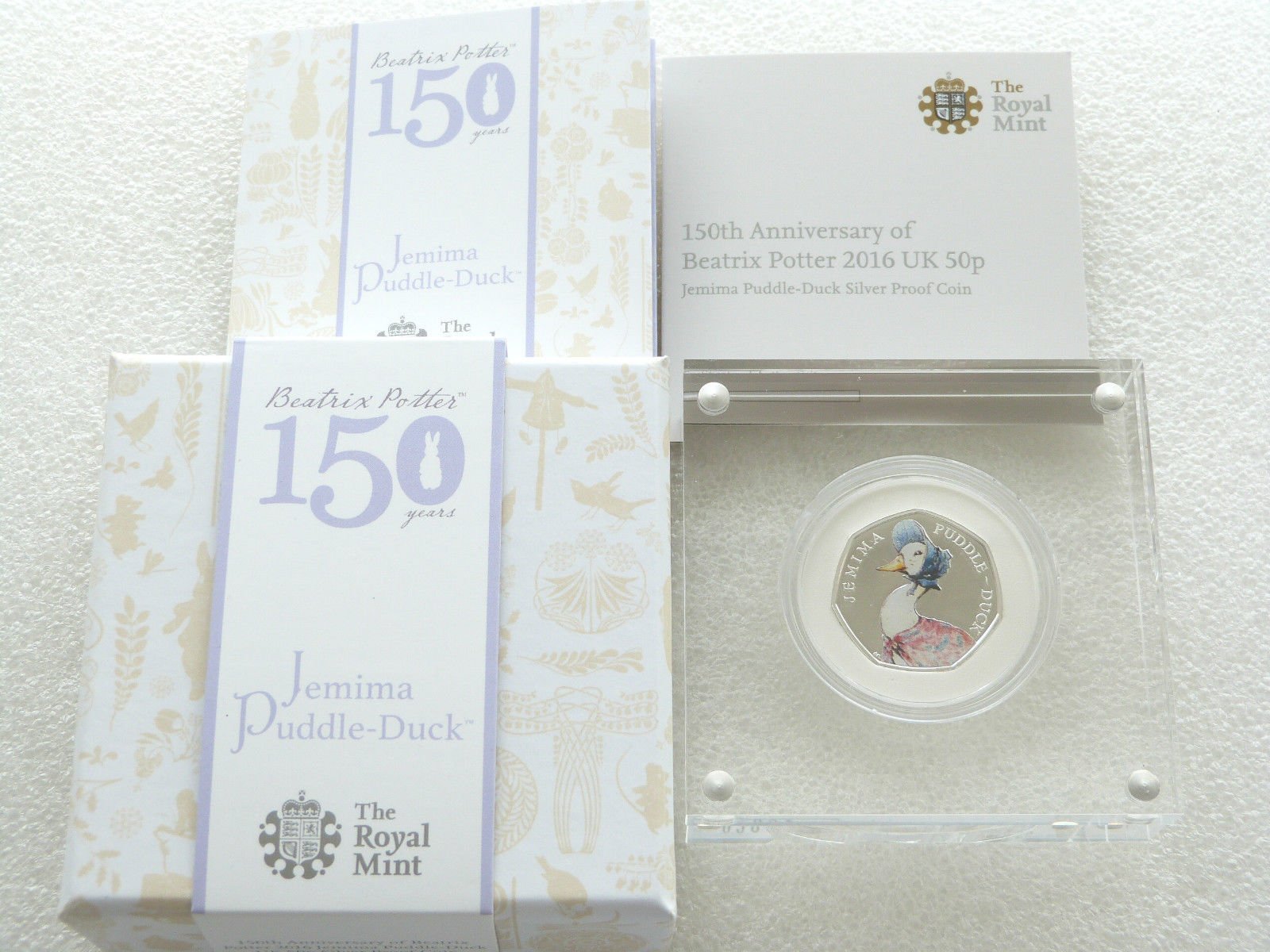 Pièce 50 pence Beatrix Potter en argent The Royal Mint avec coffret de collection de prestige