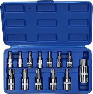 13pc Tamper Proof Torx Star Bit Socket Set 1/4 inch 3/8 and 1/2