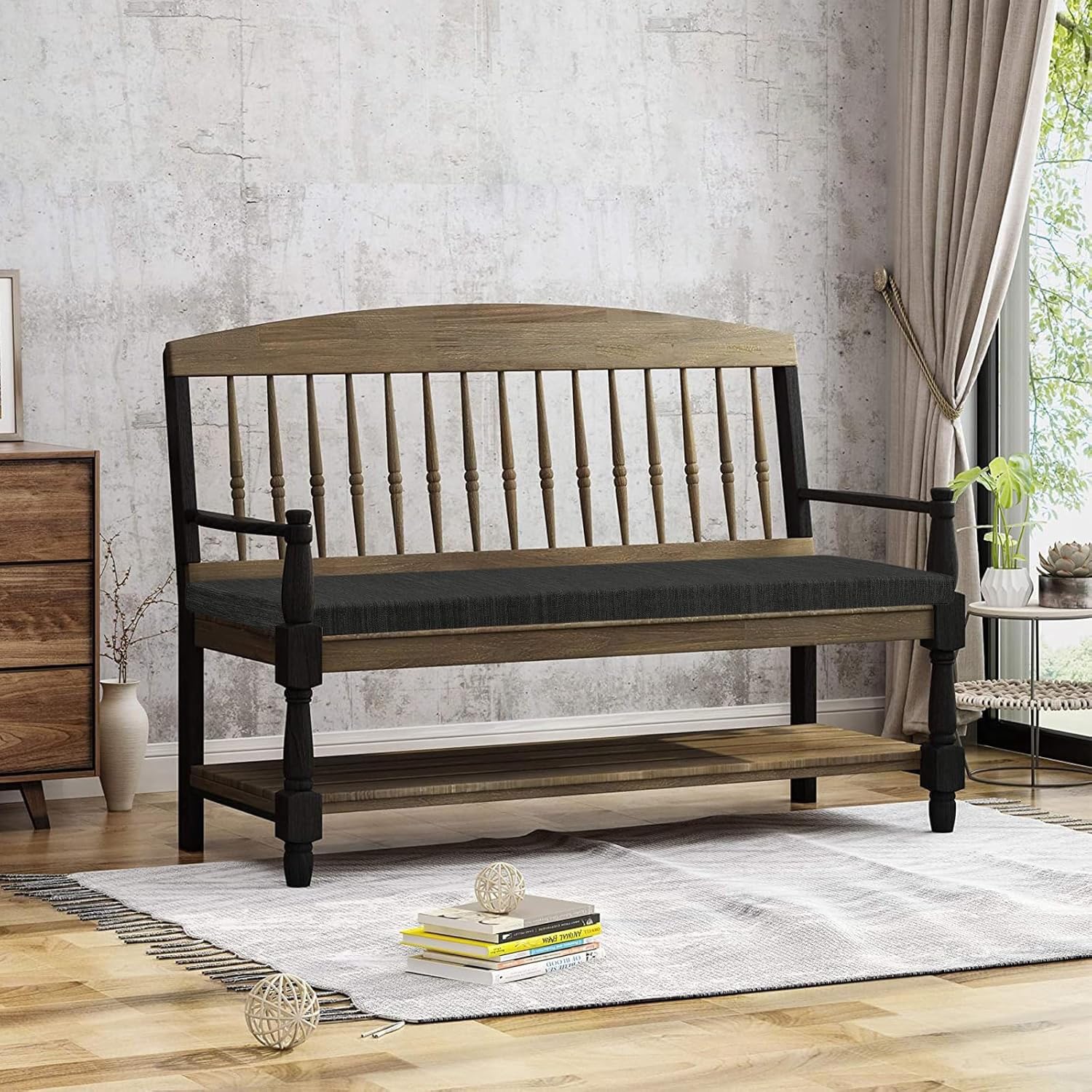 Copertura per panca da interni ed esterni, spessore 8 cm, in tessuto di lino, ricambio per panche da 80/100/140 cm, protezione per cuscino da giardino/cucina/sala da pranzo (H 190 x 50 x 8 cm)