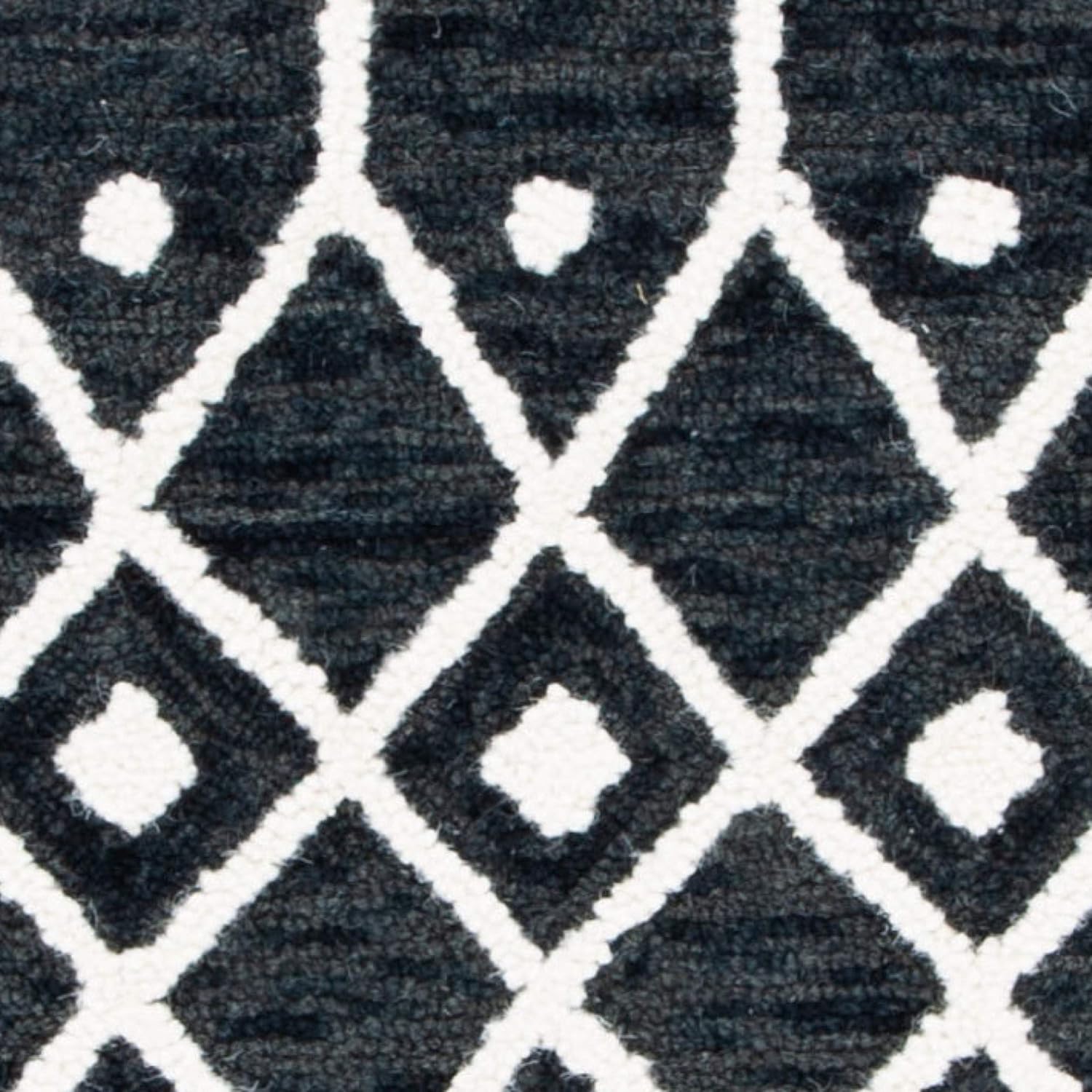 Black and Ivory 8' x 10' Handmade Wool Tufted Area Rug