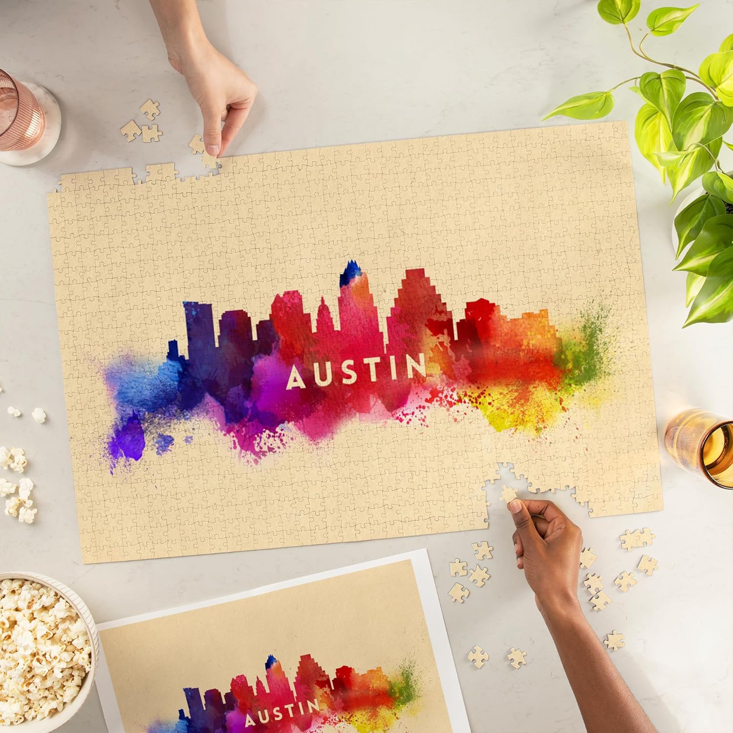 Austin, Texas, Skyline Abstract (1000 Piece Puzzle, Challenging Jigsaw Puzzle for Adults, Made in USA)