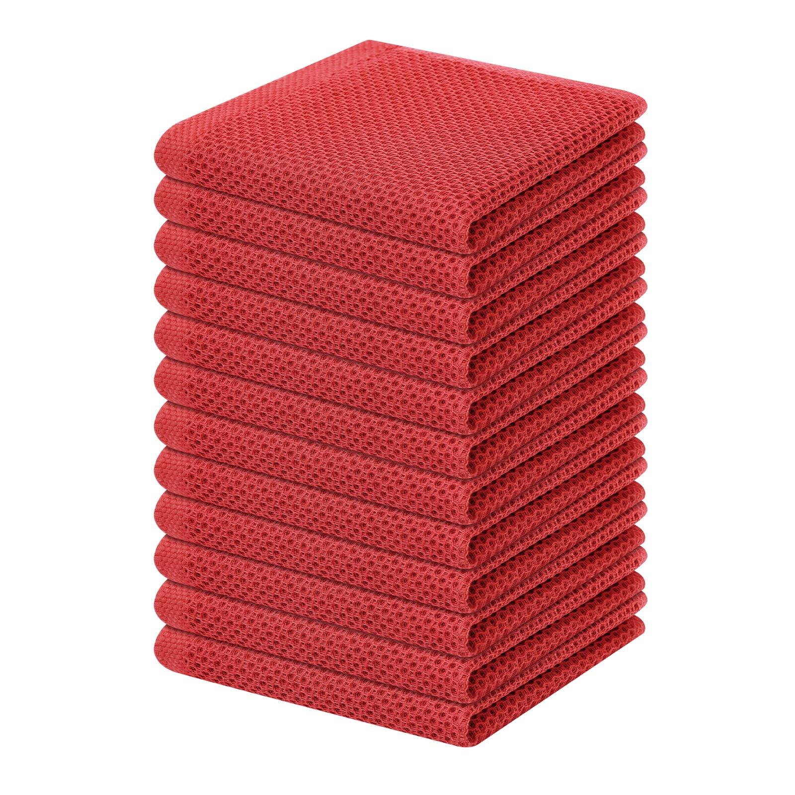 Homaxy 100% Cotton Waffle Weave Kitchen Dish Cloths 12-Pack, Brick Red