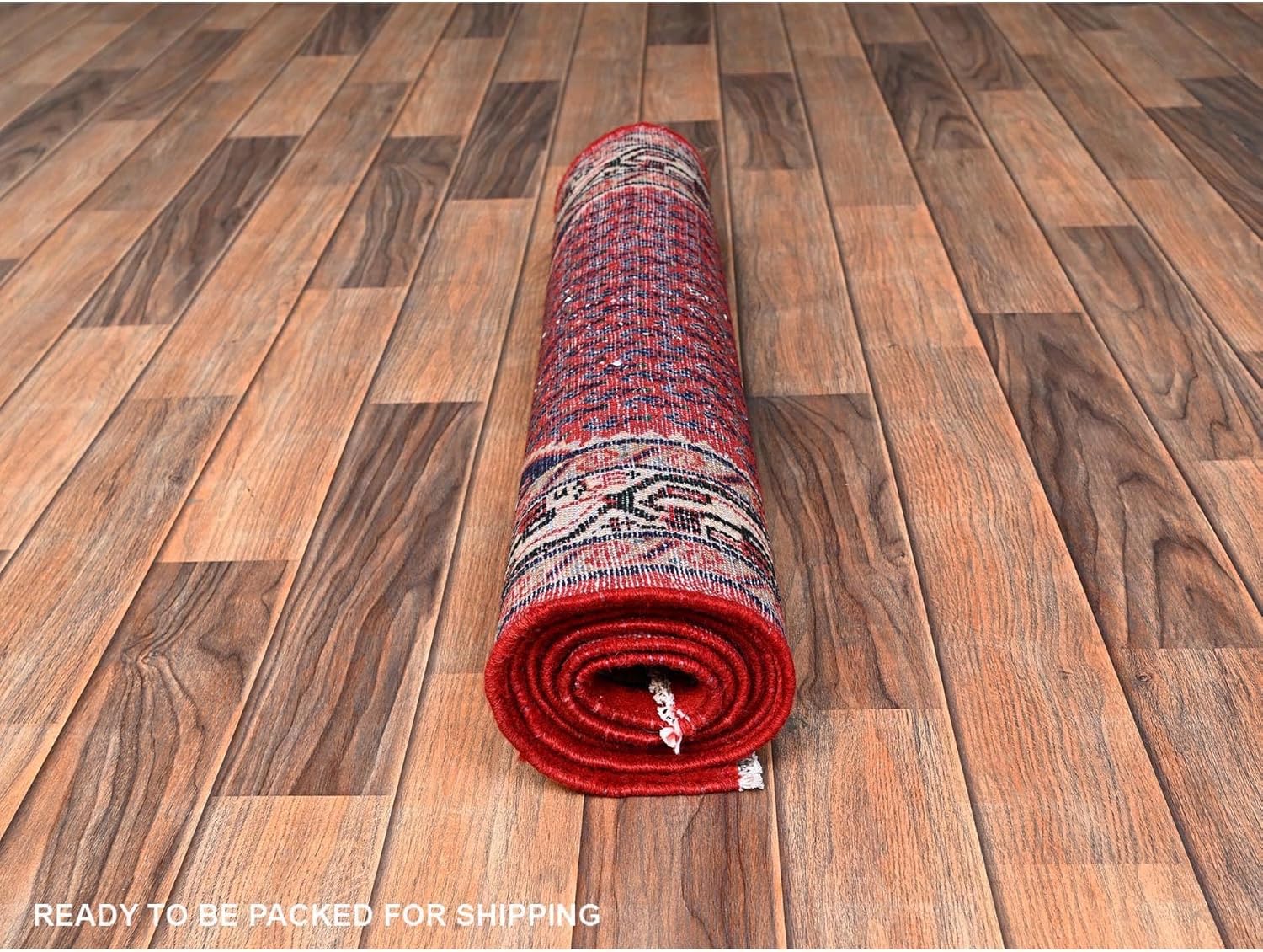 Hand Knotted Wool Oriental Runner Rug, Red Boteh Design, 2'5"x5'10
