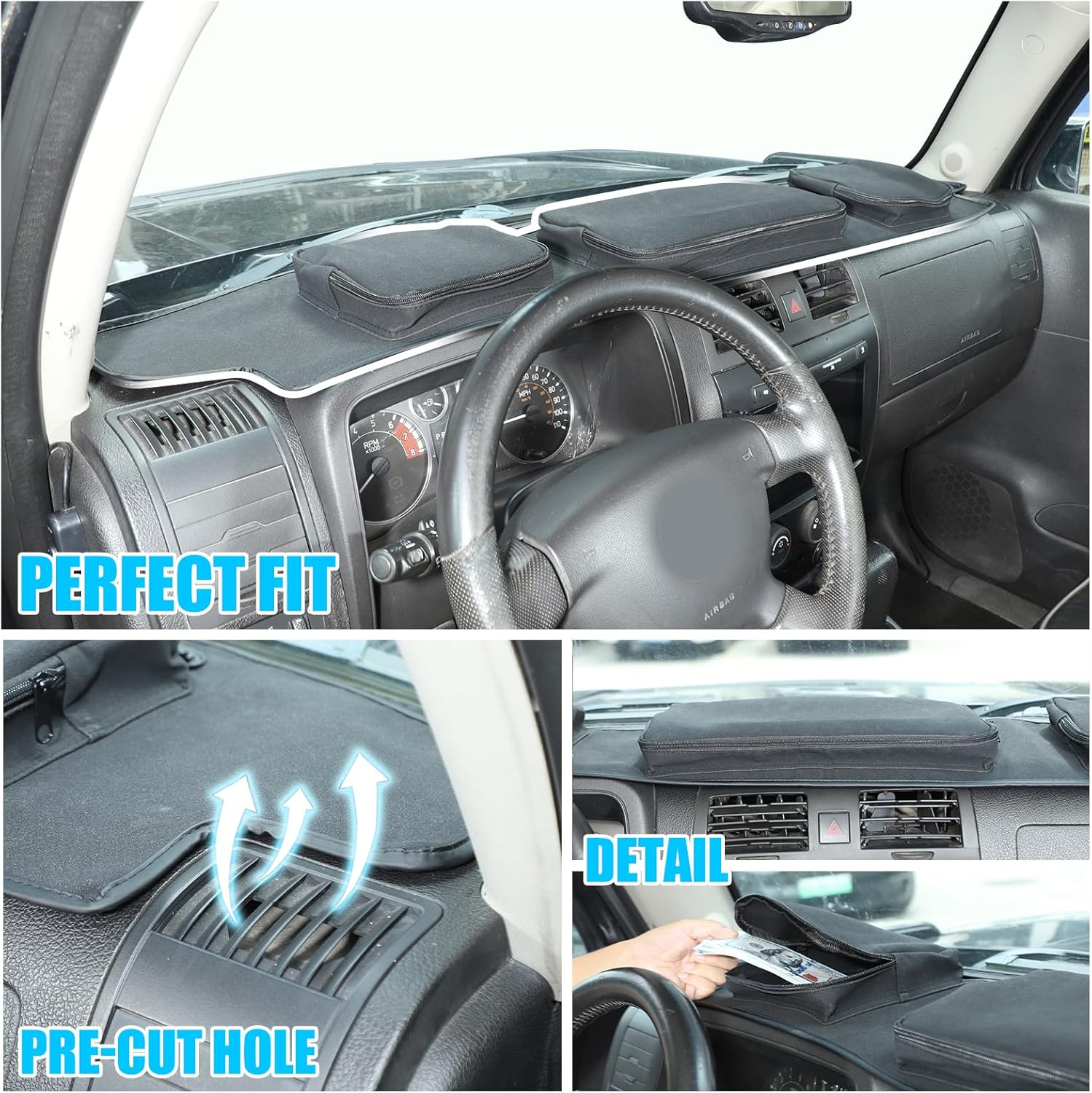 Dash Cover Mat Dashboard Organiser Compatible with Hummer H3 2005-2009,Car Dashboard Storage Bag Dashboard Cover Sun Shade Pad,Suede Car Anti-Slip Dash Board Pad
