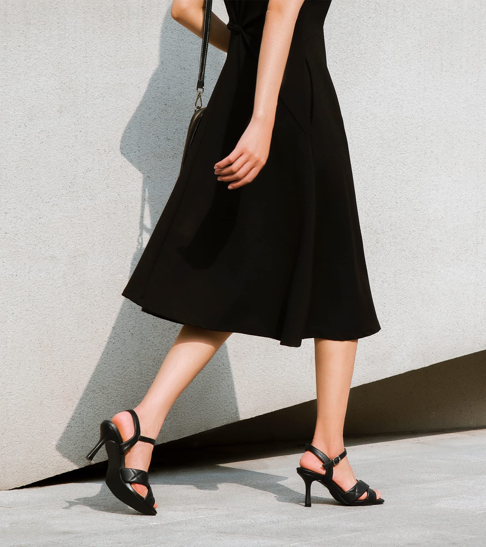 Greatonu Women's Square Toe heels Open Toe Slip-on Sandals Heeled Mules