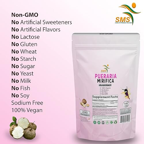 Miniatura 3 de Pueraria Mirifica (Kwao Krua Kao) Píldoras 10000mg equivalente extra potente 101 extracto en polvo importado de Tailandia, 100 cápsulas vegetales