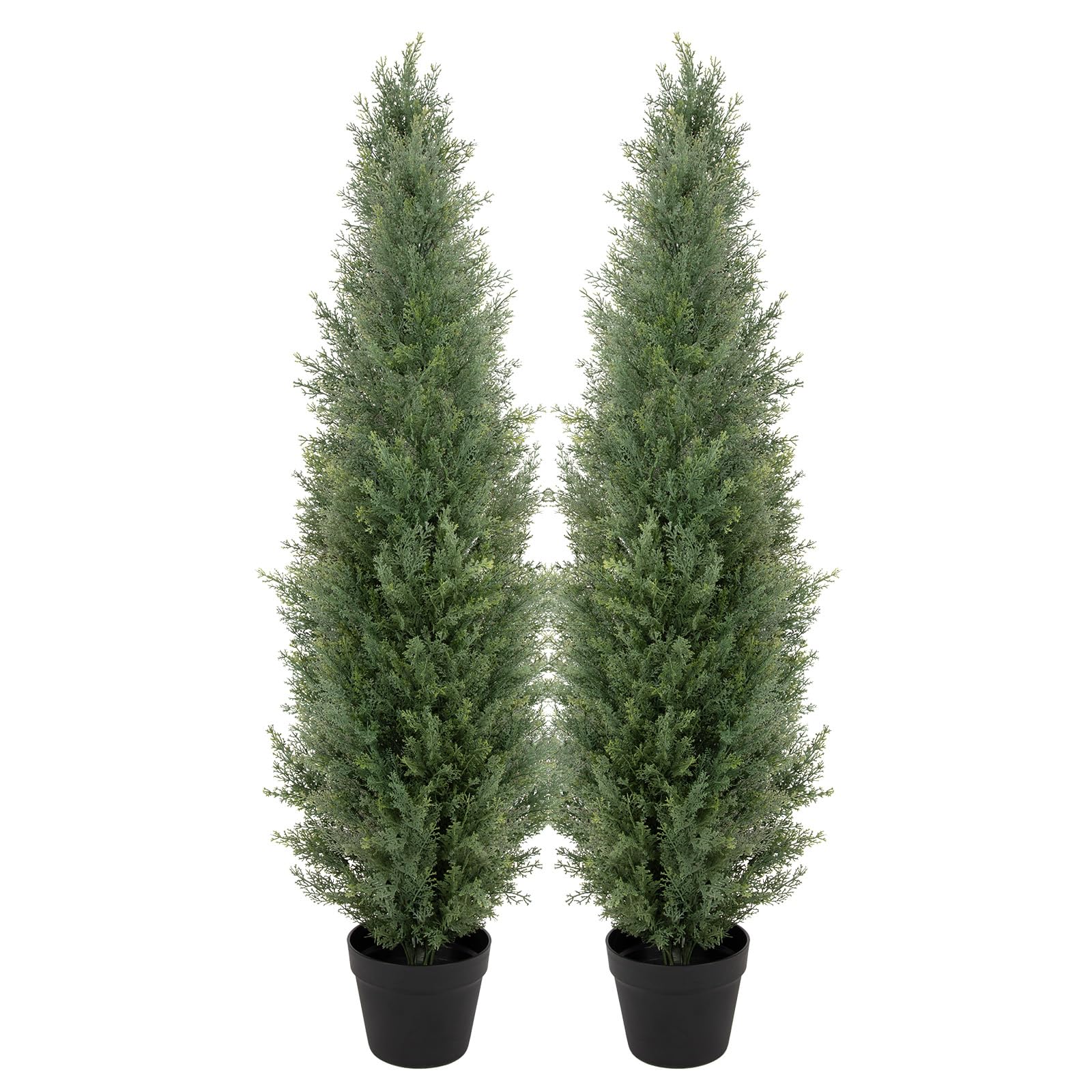 Bellacat 4ft UV Resistant Artificial Topiary Trees Outdoor, 48in Faux Cedar Tree with Full & Realistic Leaves, Fake Cypress Tree for Front Door Proch Patio Deck Balcony Yard Decor 2Pack