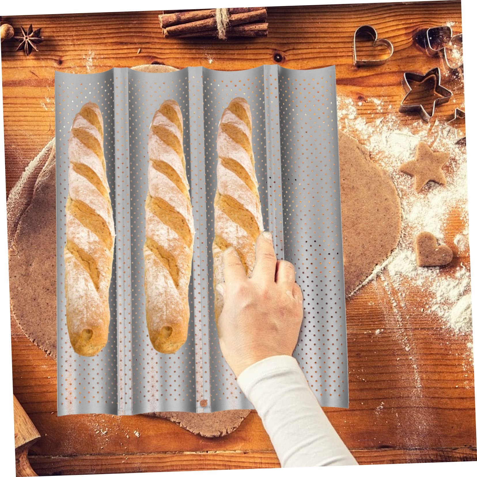 SOLUSTRE Vier Schlitz Backform Aus Kohlenstoffstahl Antihaft Französische Baguette Backblech Für Küche Und Bäckerei Energiesparend Leicht Zu Reinigen